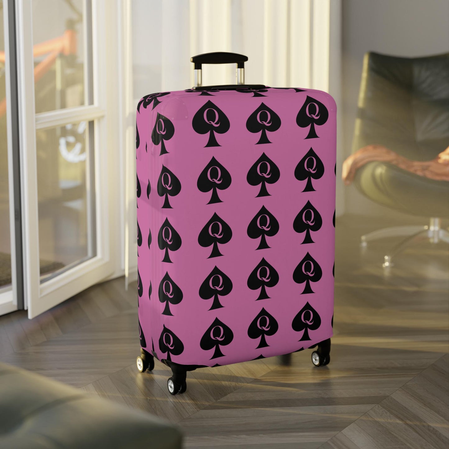 Queen of Spades Luggage Pink Cover | QOS Hotwife Travel Protector, BBC Lifestyle Suitcase, Swinger cruise Gift for Her, Pineapple Vacation