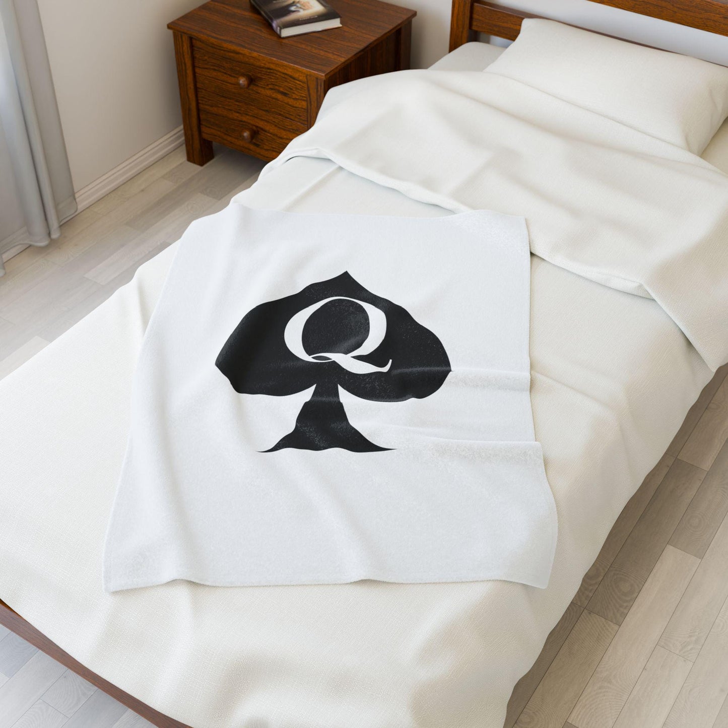 Queen of Spades Velveteen Plush Blanket QOS Hotwife Lifestyle Throw Cuck Bull Bedroom Couch Gift Soft Cozy Sexy Swinger Decor One Sided