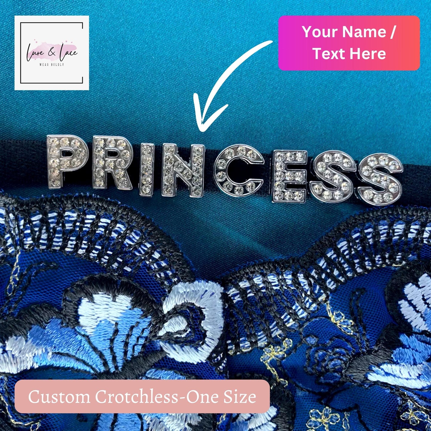 Crotchless custom Name Thong | Custom panty with Sexy Lace, Handmade Open Crotch, Bridal Lingerie, Open crotch tanga women valentine gift