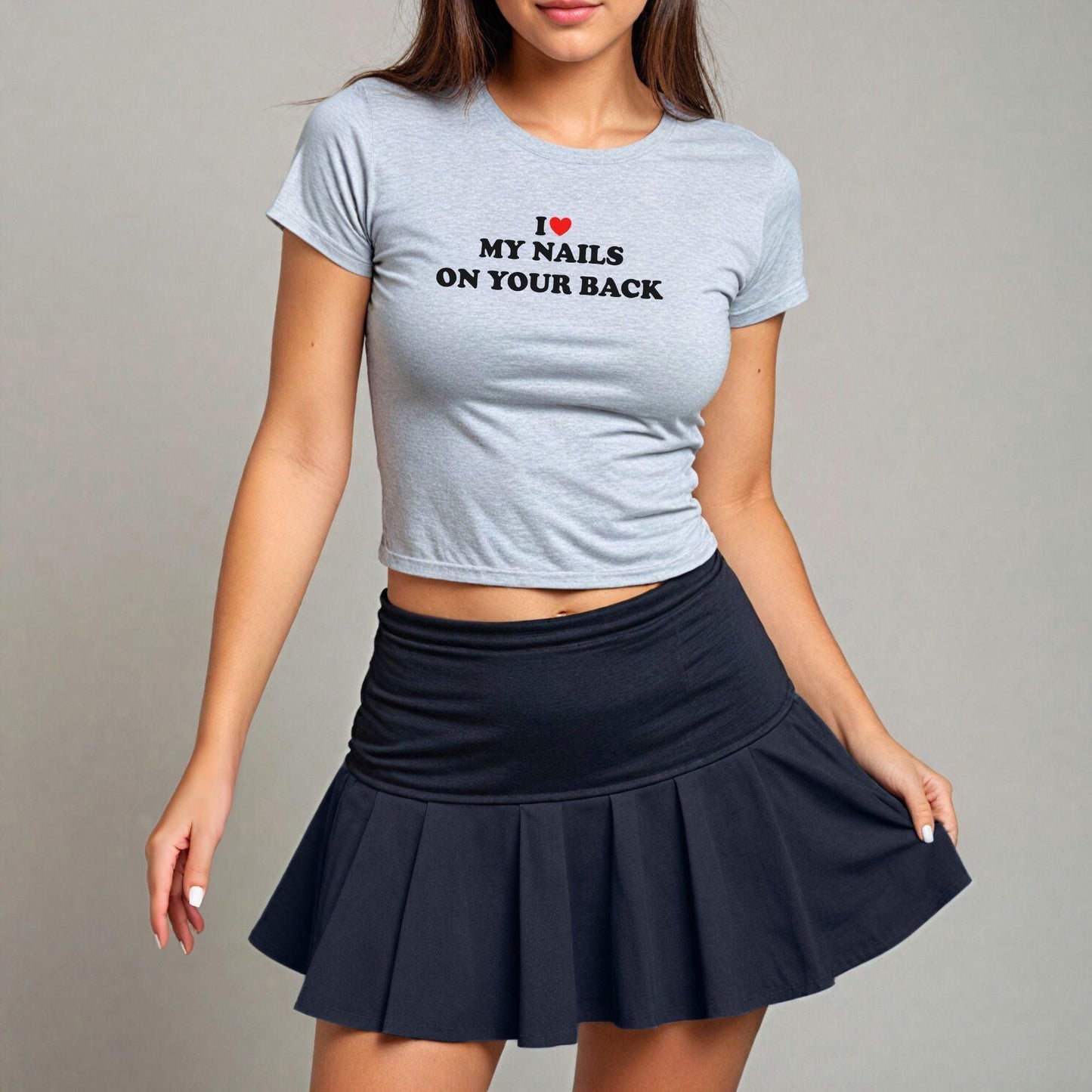 I Love My Nail on Your Back Y2K Crop Top BDSM Impact Play Kink Hotwife Swinger Submission Power Exchange Gift Idea for Her