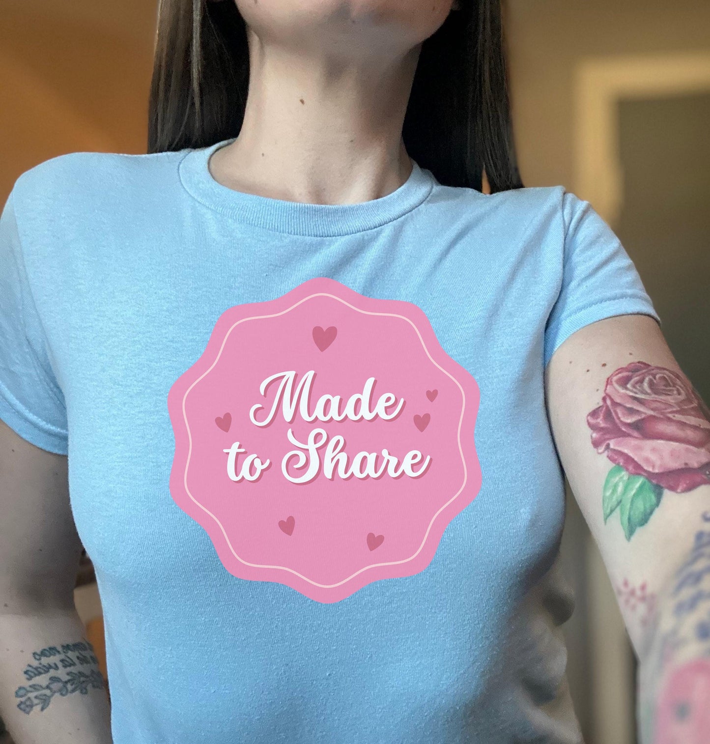 Made to Share QOS Cute T shirt, Sexy Y2K baby Tee, Hotwife Queen of Spades Swinger apparel, gift idea for her, Wife, GF, bull roleplaying