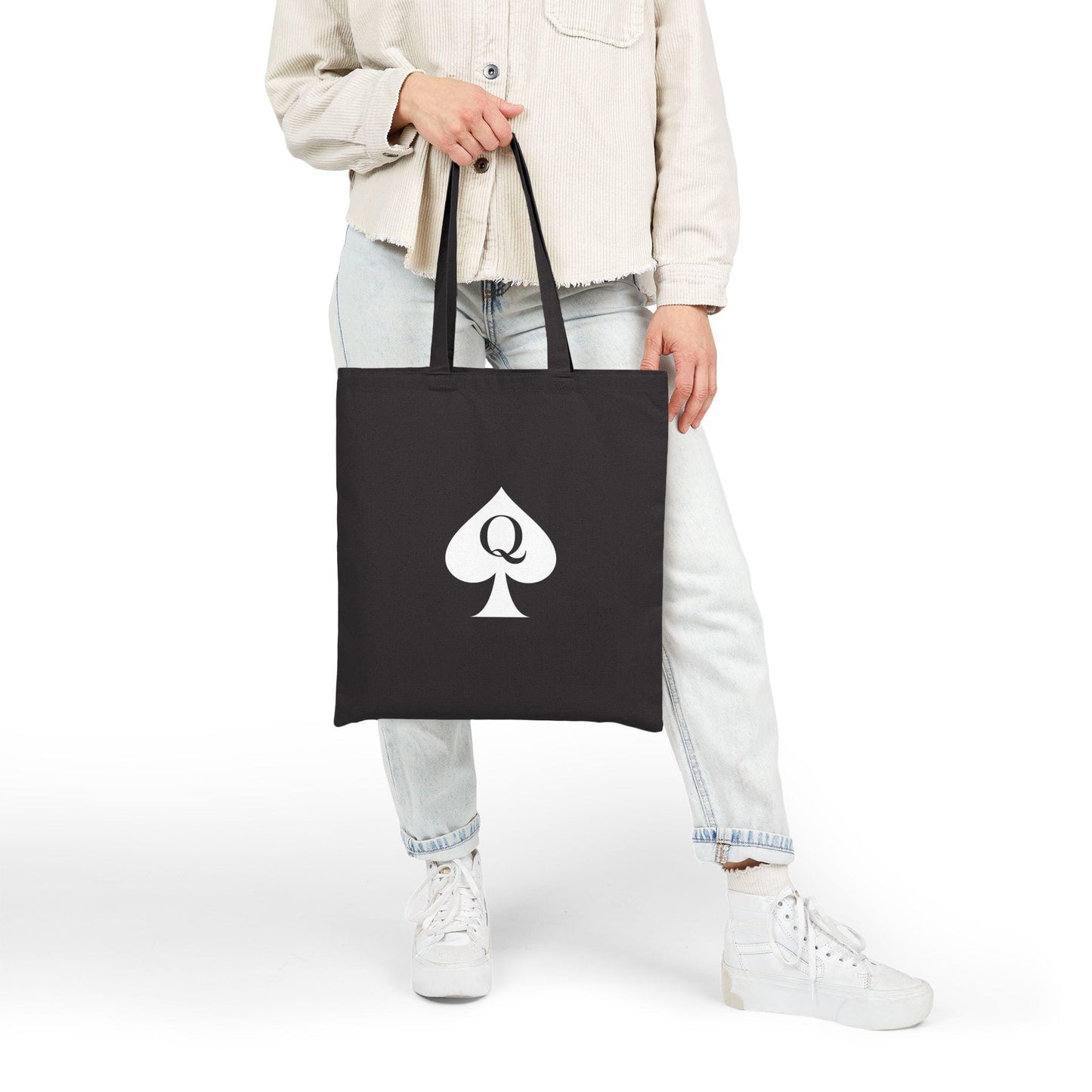 Queen of Spades Cotton Tote Bag | QOS Hotwife Lifestyle Gift, Kinky Black Canvas Bag, BBC Swinger Pineapple Shopping Tote cuckold fantasy