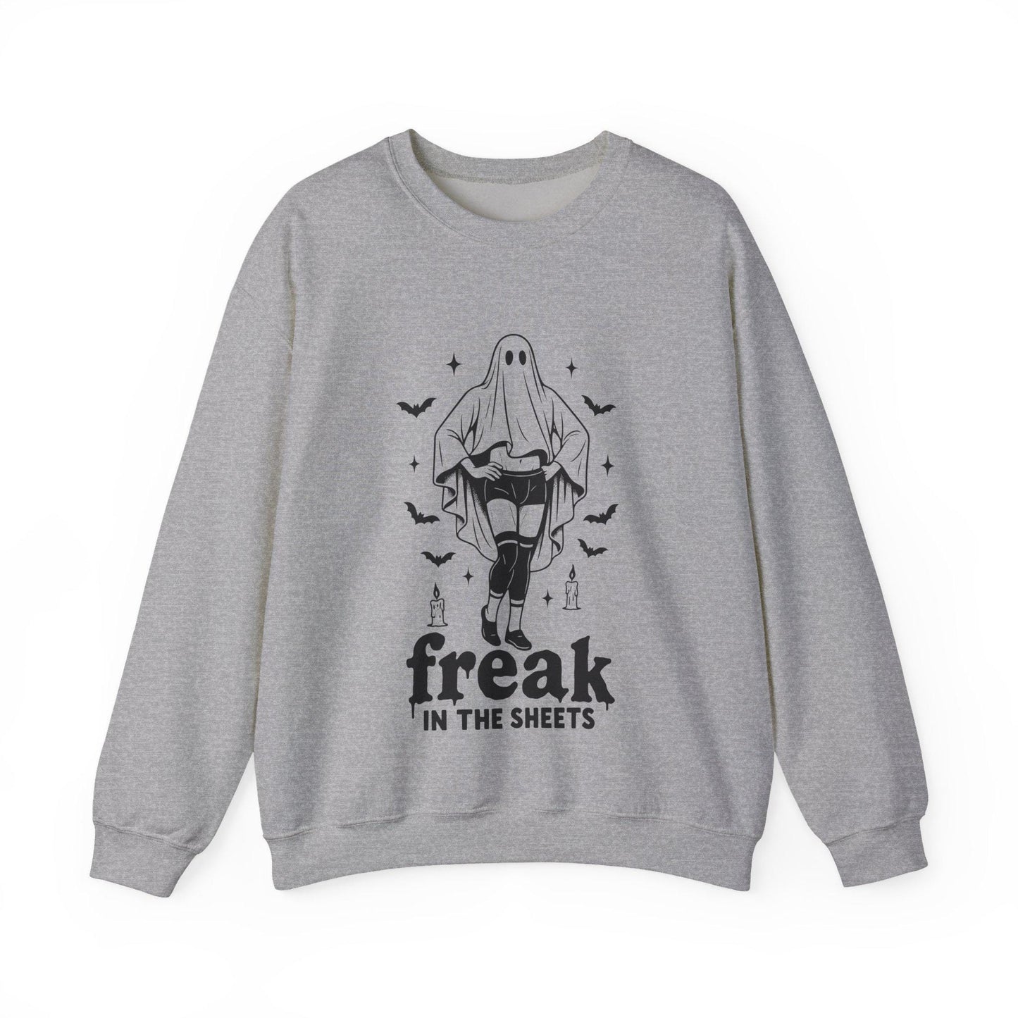Freak In the Sheets Halloween Sweatshirt, Sexy Sweater Funny Spooky Ghosts