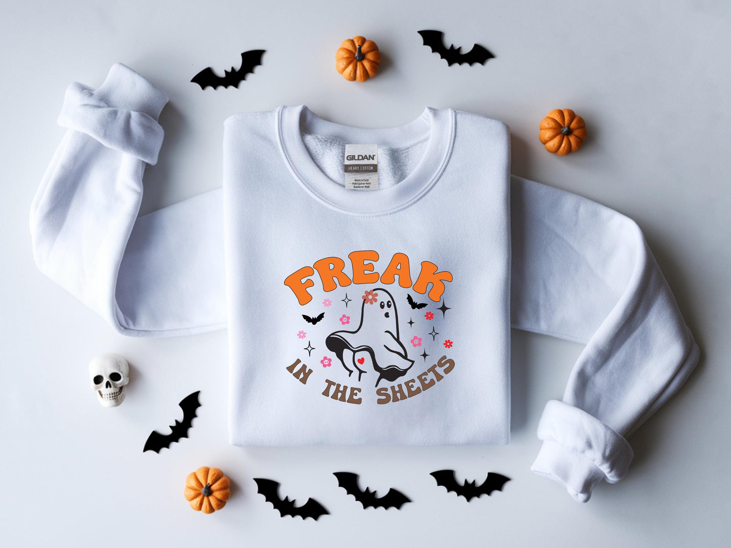 Cute Freak in the sheets Halloween Sweatshirt, Sexy Sweater Funny Spooky Ghosts