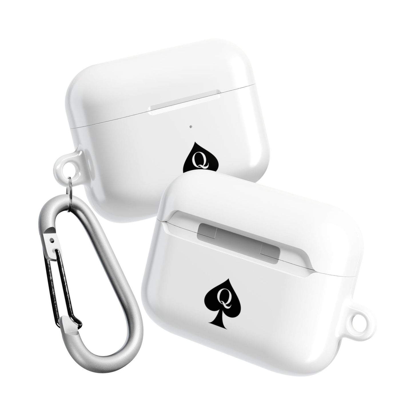 Queen of Spades AirPods Case | Hotwife QOS Symbol Cover with Carabiner, Cuckold Lifestyle, Swinger Kinky BBC Slut Gift Idea for Her