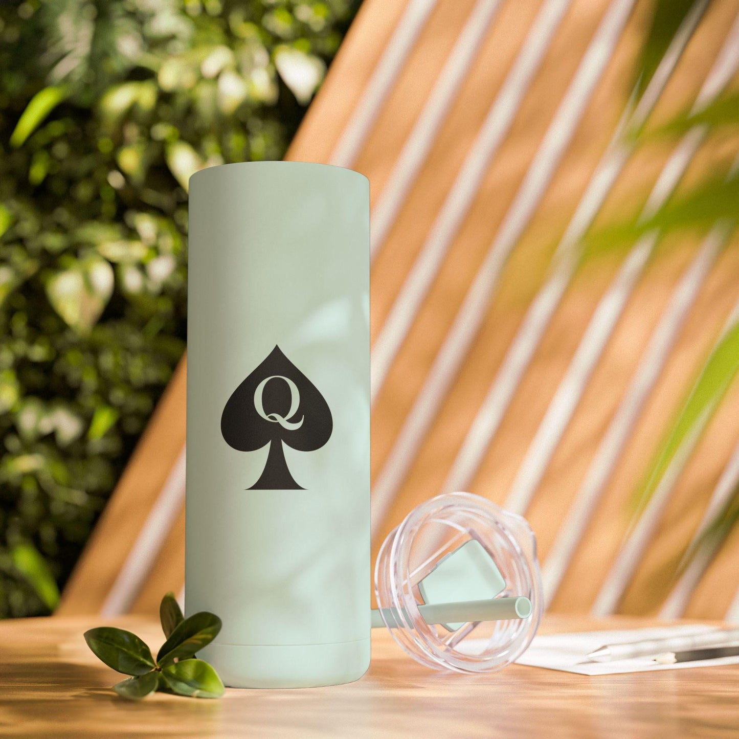 Queen of Spades Skinny Matte Tumbler 20oz QOS Hotwife Lifestyle Cuck Bull Stainless Steel Cup with Straw BPA Free Insulated Swinger Gift