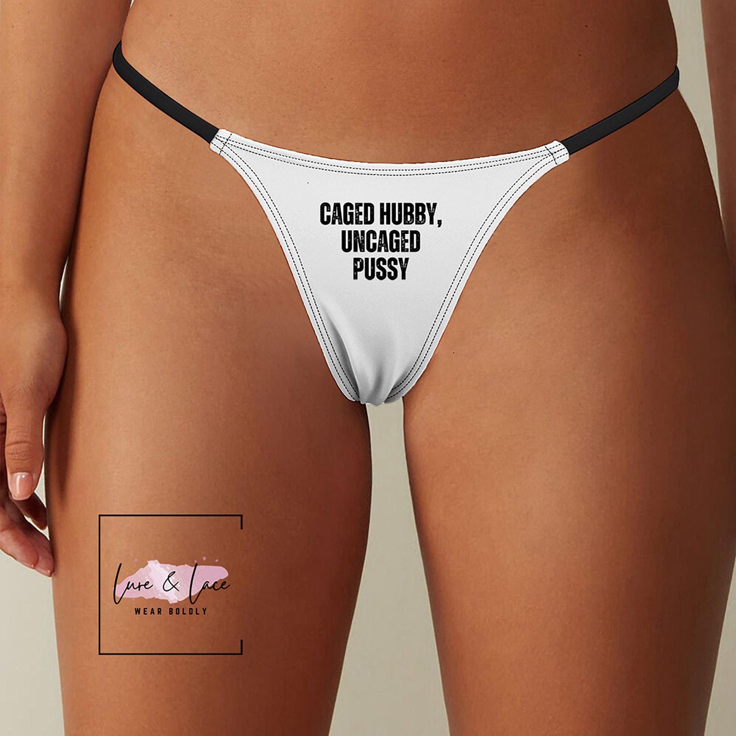 Caged Hubby Uncage Pussy Sexy Thong G-String, Naughty Lingerie Panties, Hotwife Lifestyle, Queen of Spades