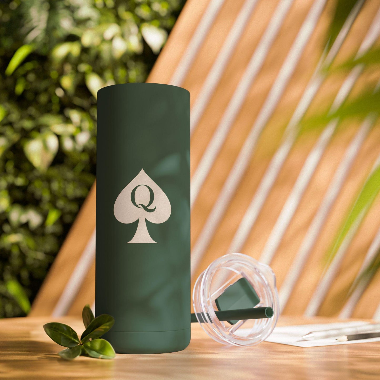 Queen of Spades Skinny Matte Tumbler 20oz QOS Hotwife Lifestyle Cuck Bull Stainless Steel Cup with Straw BPA Free Insulated Swinger Gift