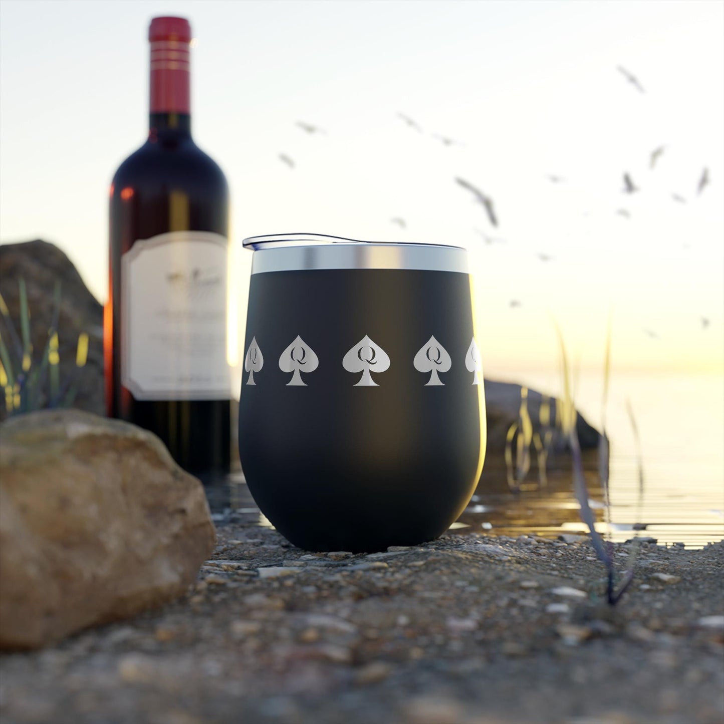 Queen of Spades Copper Vacuum Cup 12oz QOS Hotwife Lifestyle Cuck Bull Stainless Steel Insulated Drinkware BPA Free Swinger Gift