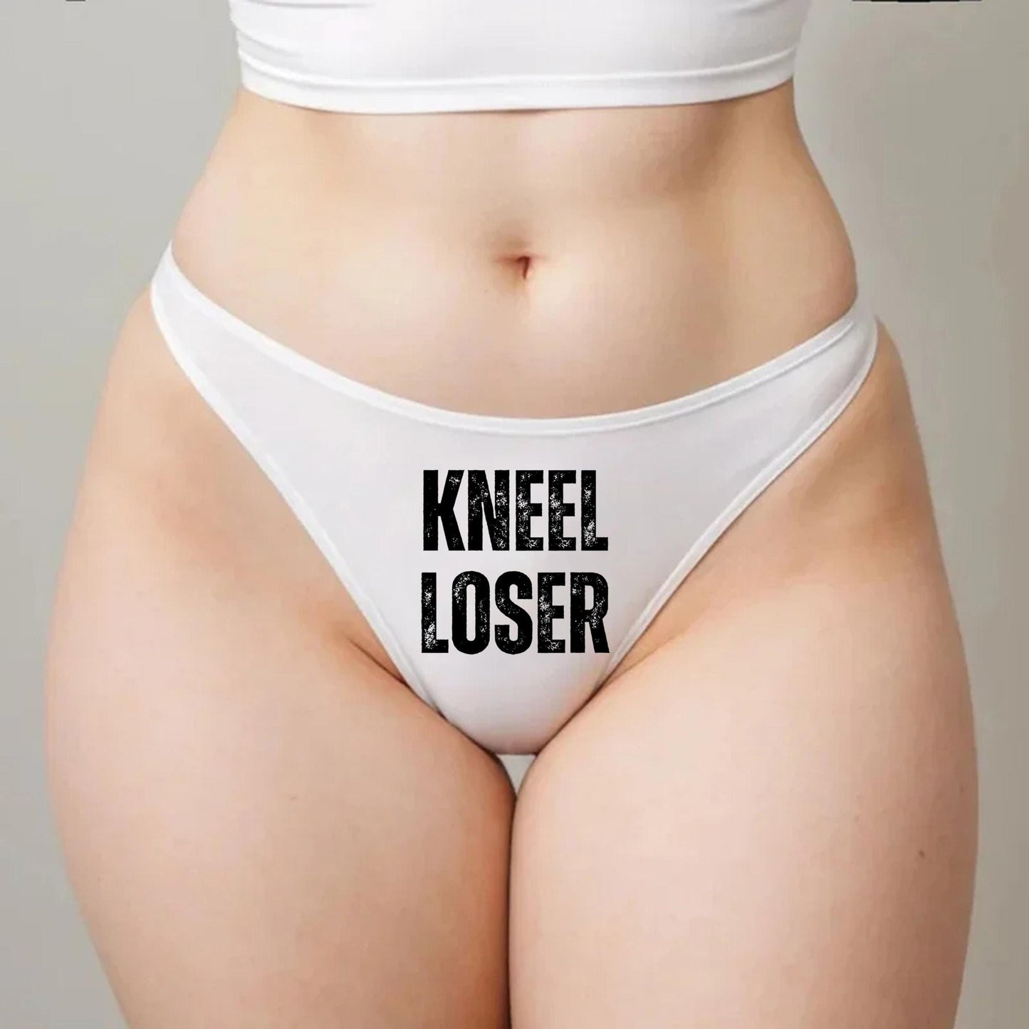 Kneel Loser Thong | Femme Domme, Hotwife lifestyle QoS Panties, Sexy Gift Idea for Wife, Queen of Spades, Surprise Him Underwear
