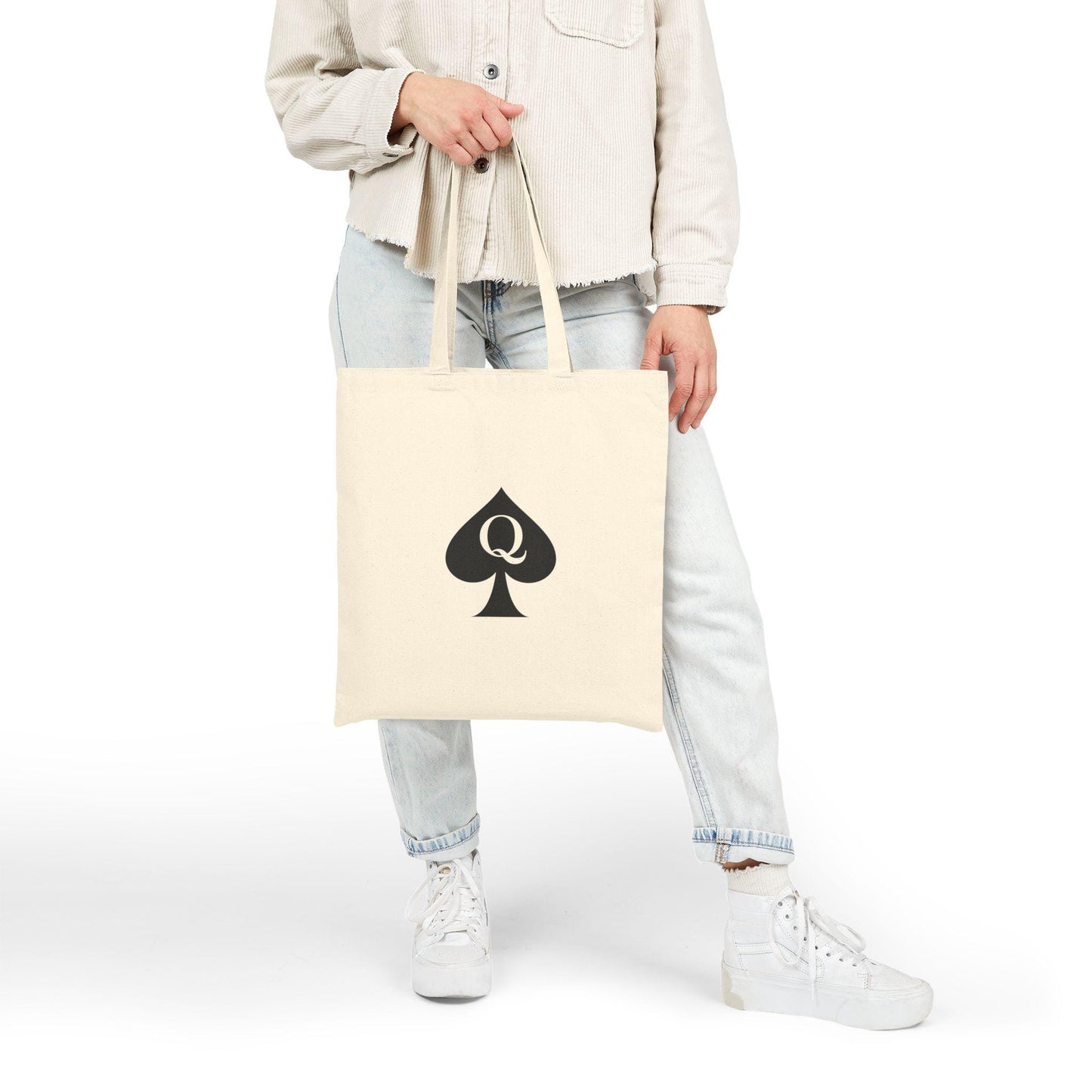 Queen of Spades Cotton Tote Bag | QOS Hotwife Lifestyle Gift, Kinky Black Canvas Bag, BBC Swinger Pineapple Shopping Tote cuckold fantasy