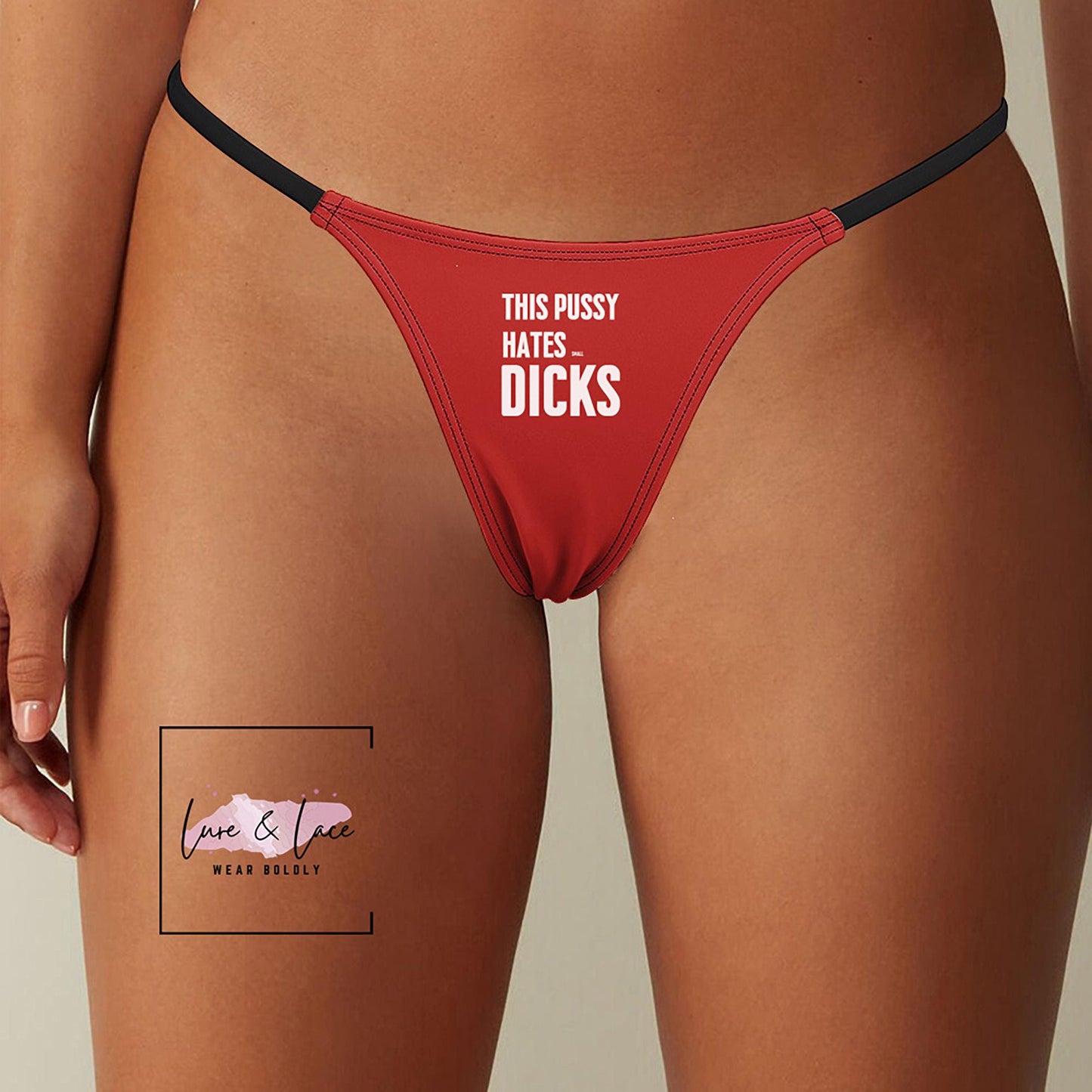 This Pussy Hates Small Dicks Sexy Thong, QOS G-String, Naughty Lingerie Panties, Hotwife Lifestyle, Queen of Spades