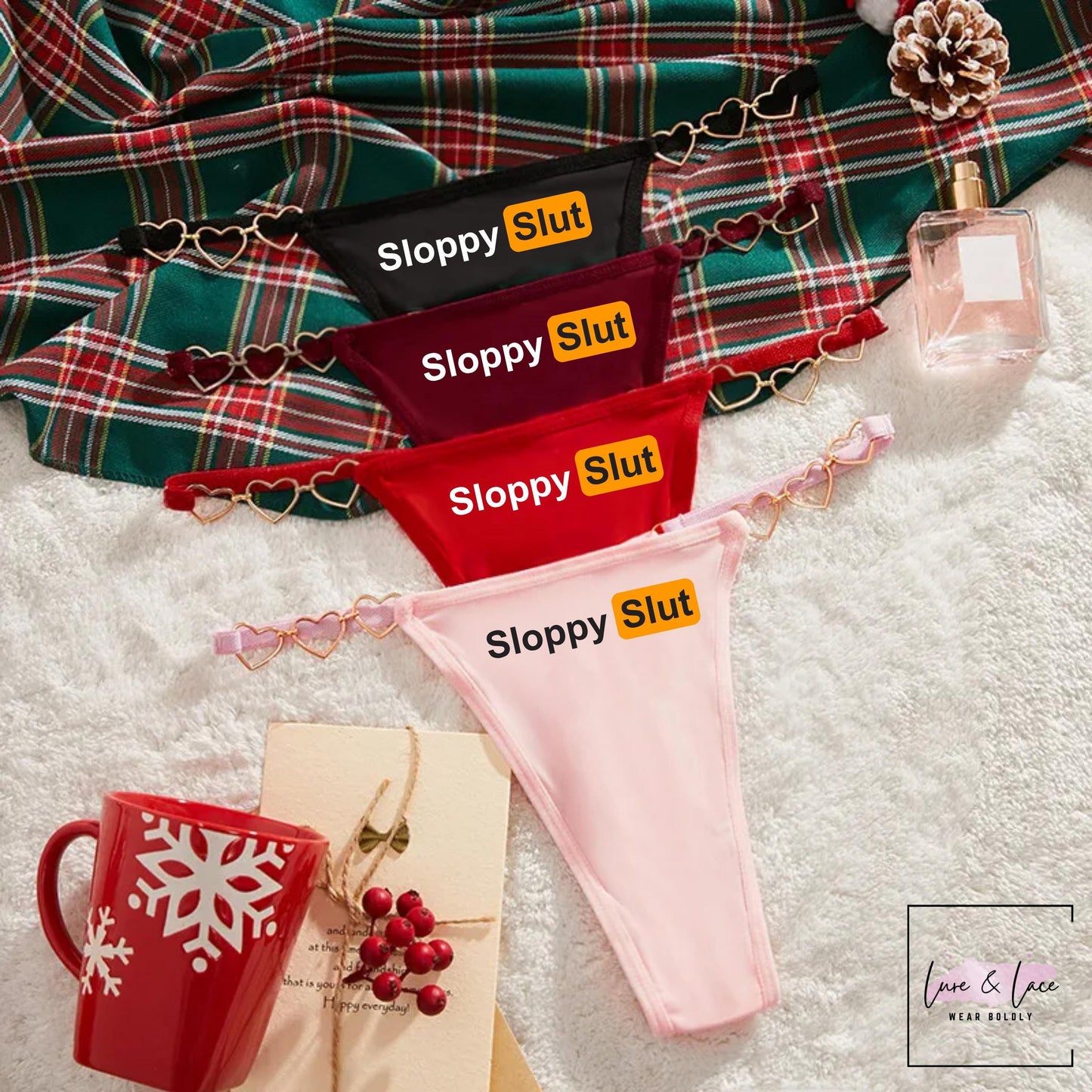 Sloppy Slut Thong Naughty women|Anniversary Gift for her Wife, Girlfriend | Hotwife Queen of Spade | QoS panty| sexy underwear for GF