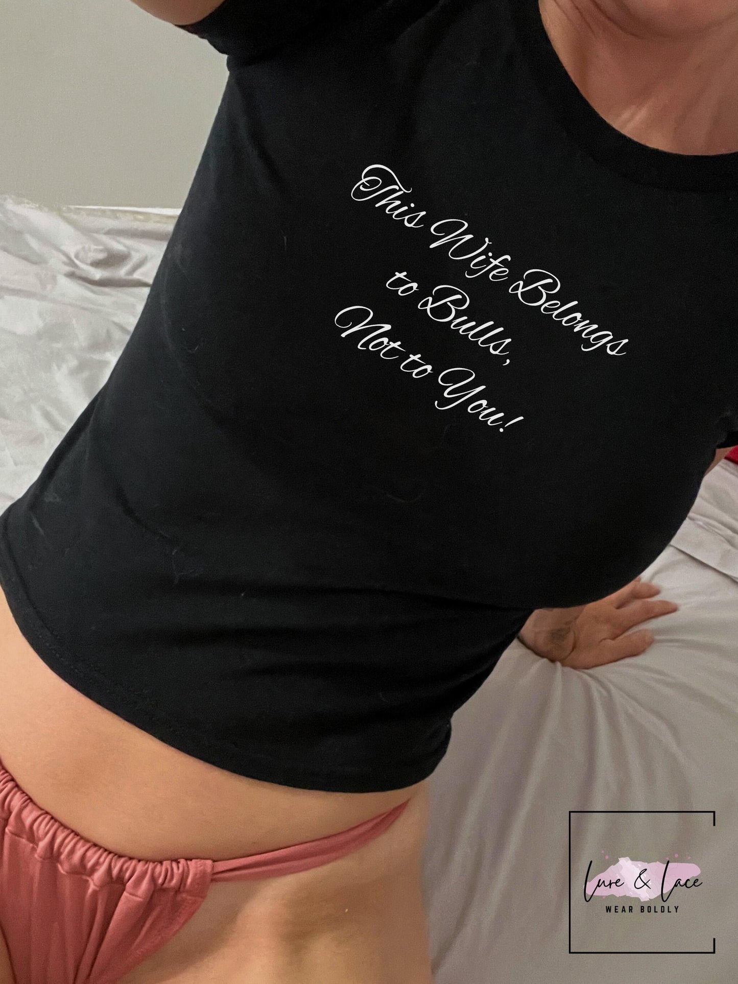 This Wife Belongs to Bulls, Not to You! Y2K Sexy Cute Baby Tee Crop Top, Naughty Apparel Queen of Spades Swinger