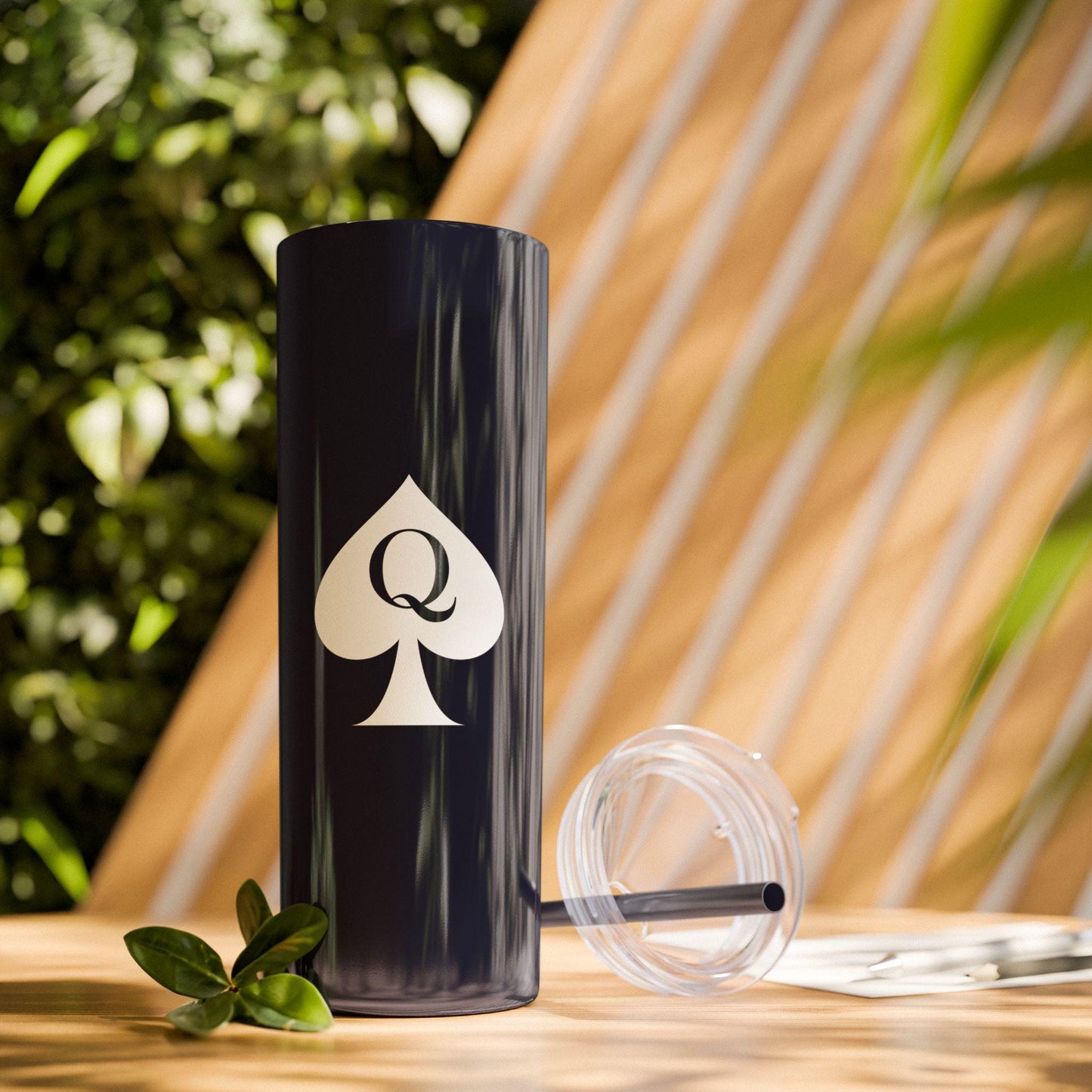 Queen of Spades Skinny Tumbler 20oz QOS Hotwife Lifestyle Cuck Bull Cup with Straw Matte Finish Slim Insulated Stainless Swinger Gift