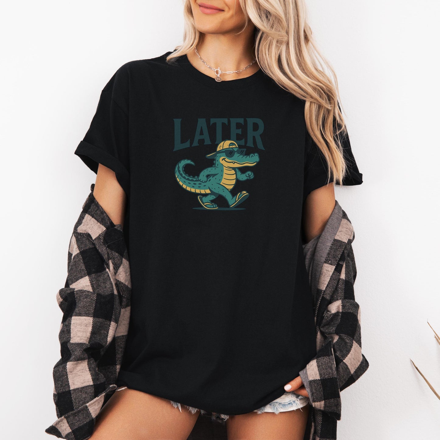 Later Gator T-Shirt Funny Alligator Shirt for Men Women, Retro Sarcastic Graphic Tee, Cute Southern Gator Pun Shirt, Florida Gift Idea