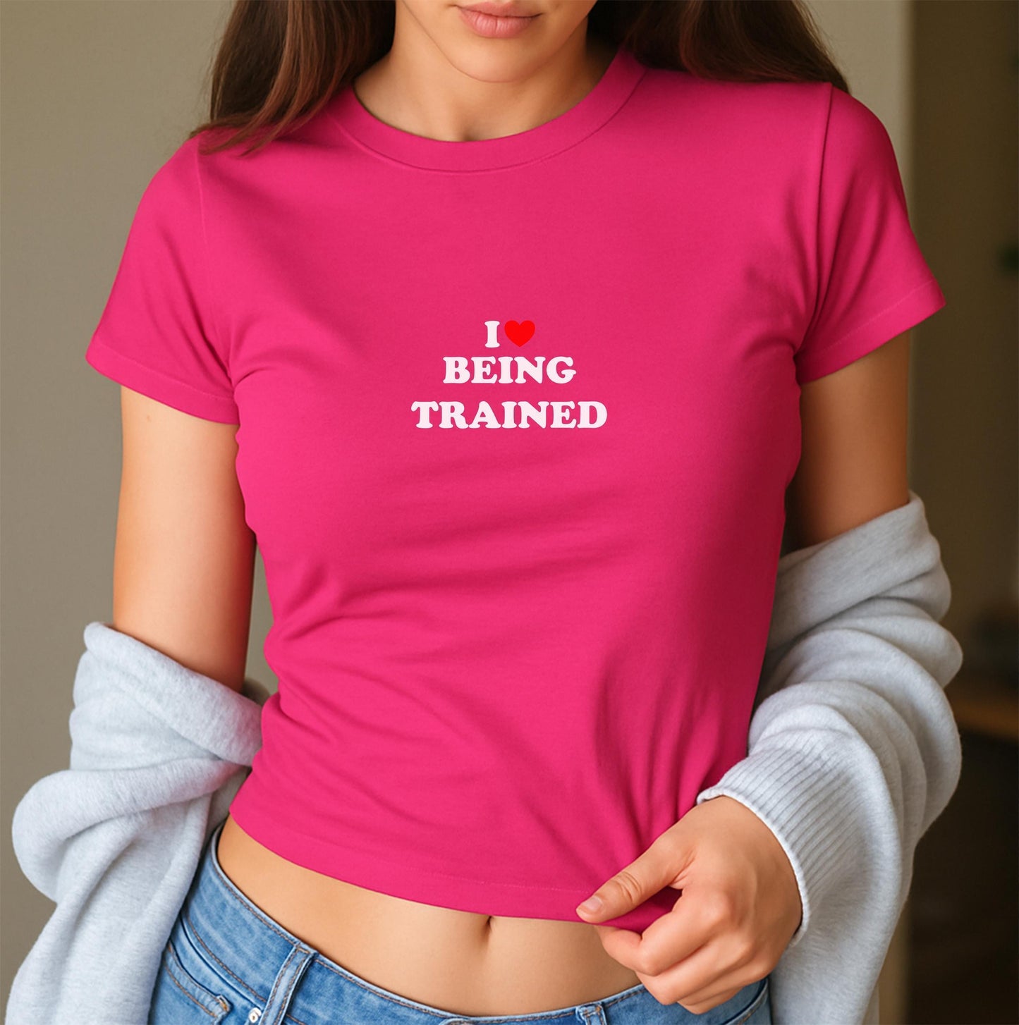 I Love Being Trained Y2K Crop Top Submission Discipline BDSM Kink Training Power Exchange Bold Gift Idea for Her