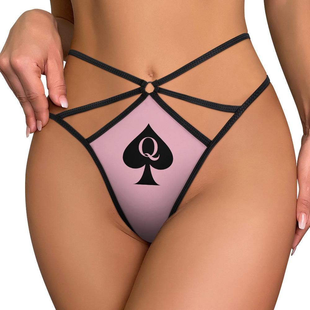 Queen of Spades T-Back Thong | QOS Hotwife Underwear, Interracial Kink Lingerie, Cuckold Fantasy, BBC , Swinger Gift, Kink, Slutty Panty