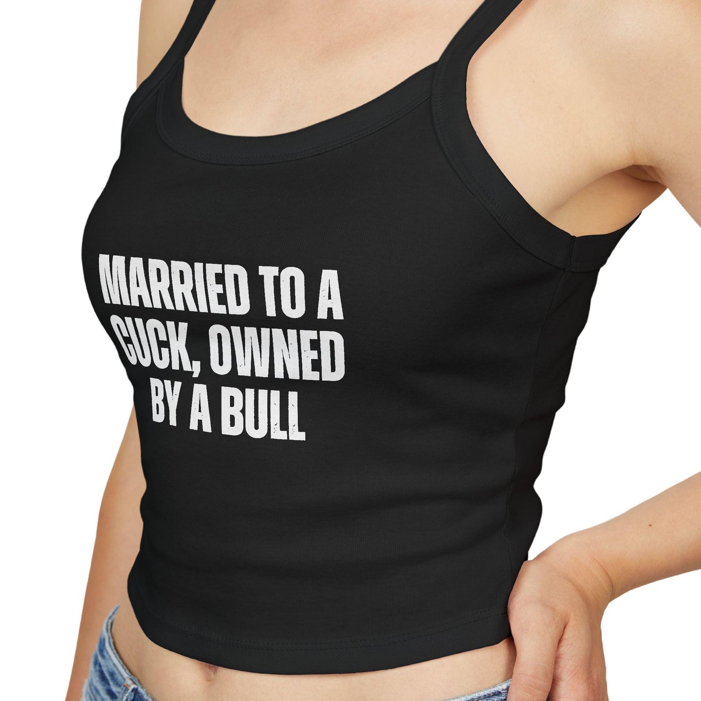 Married to a Cuck, Owned by a Bull,Spaghetti strap crop top, Hotwife lifestyle Gift idea for her, wife, Queen of Spades, QOS, Swinger, Cuck,