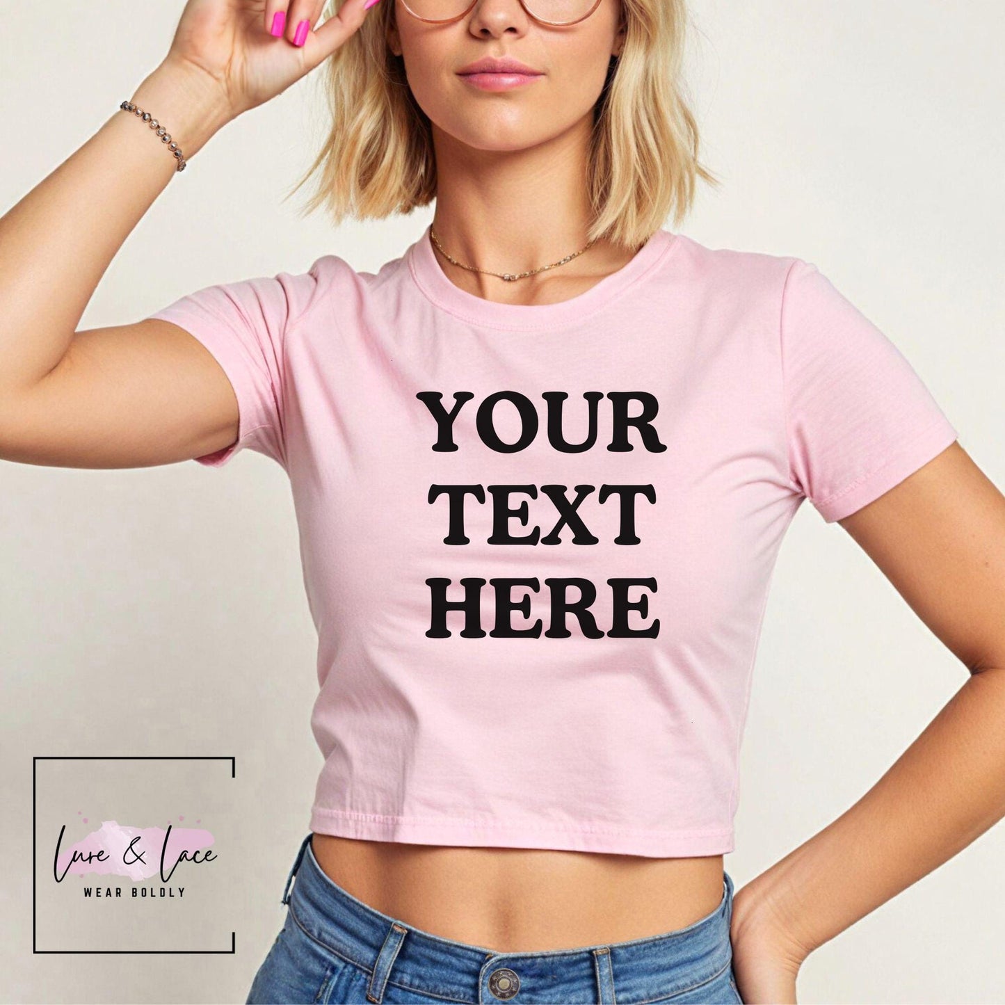 Custom Text Y2K Sexy Cute Baby Tee Crop Top, Personalized Naughty Apparel, Date Night Idea Apparel