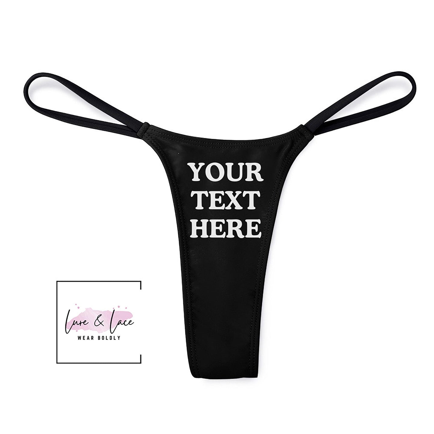 Custom Text Image Sexy Thong G-String, Personalized Naughty Lingerie Panties, Date Night Underwear