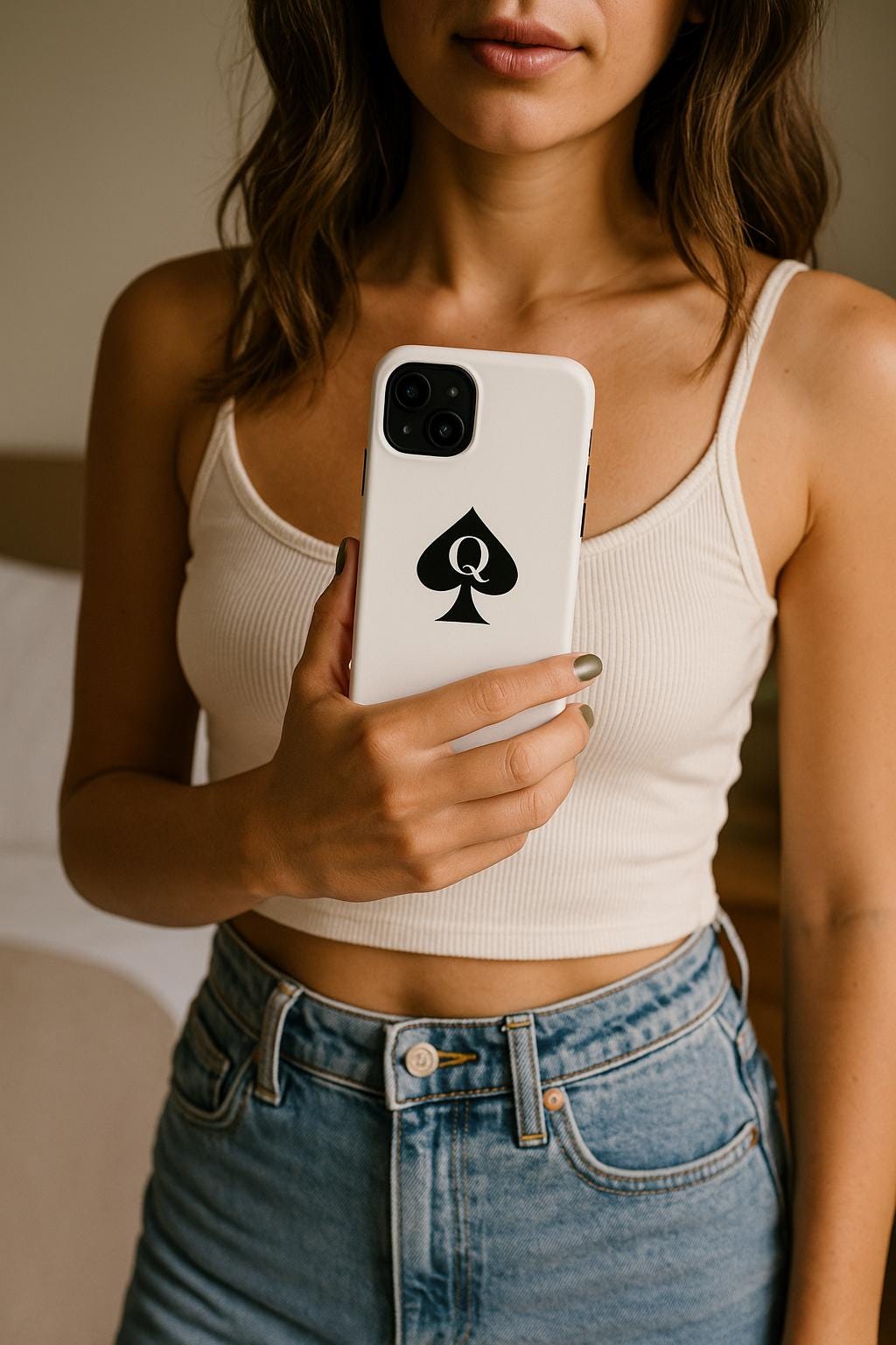 Queen of Spades Tough Phone Case, QOS Hotwife Lifestyle Cuck Bull Symbol, Glossy Protective Cover, Swinger Lifestyle Pineapple