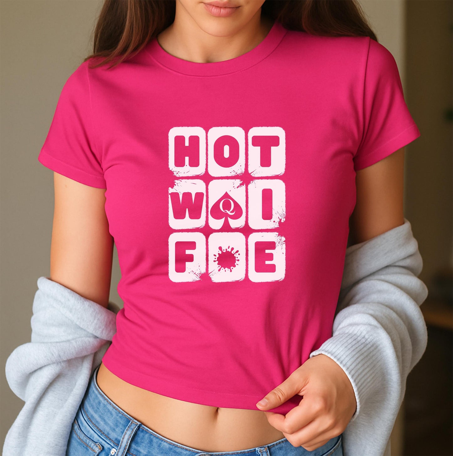 Hotwife sexy design Tshirt, CUte Babyy Tee y2k, Queen of spades Crop top, QOS clothing, Gift idea for her, wife, Cuckold Swinger lifestyle