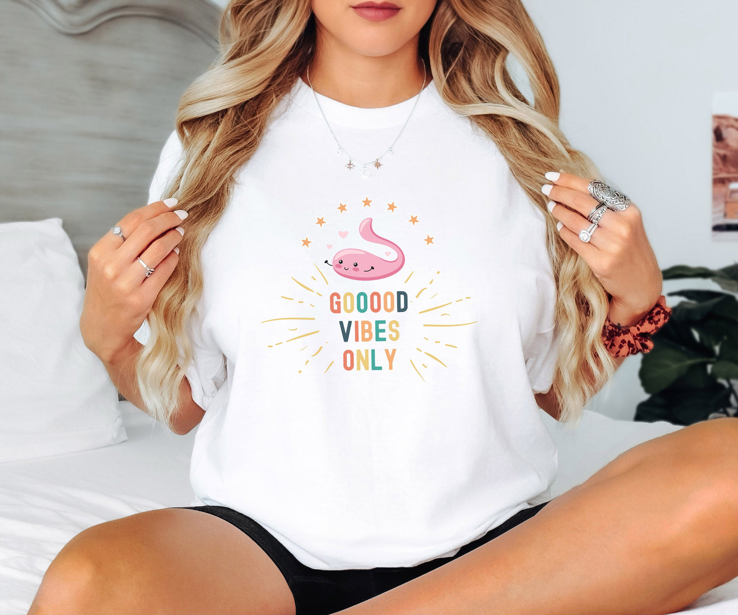 Funny Vibrator Tshirt Good Vibes Only Dildo Tee | Naughty Humor Adult Shirt, Bach Party Gag Gift for Fun Lovers, Horny women, hotwife MILF