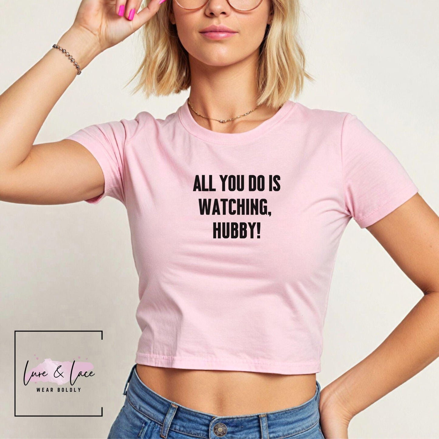 All You Do Is Watching, Hubby! Y2K Sexy Cute Baby Tee Crop Top, Swinger Queen of Spades