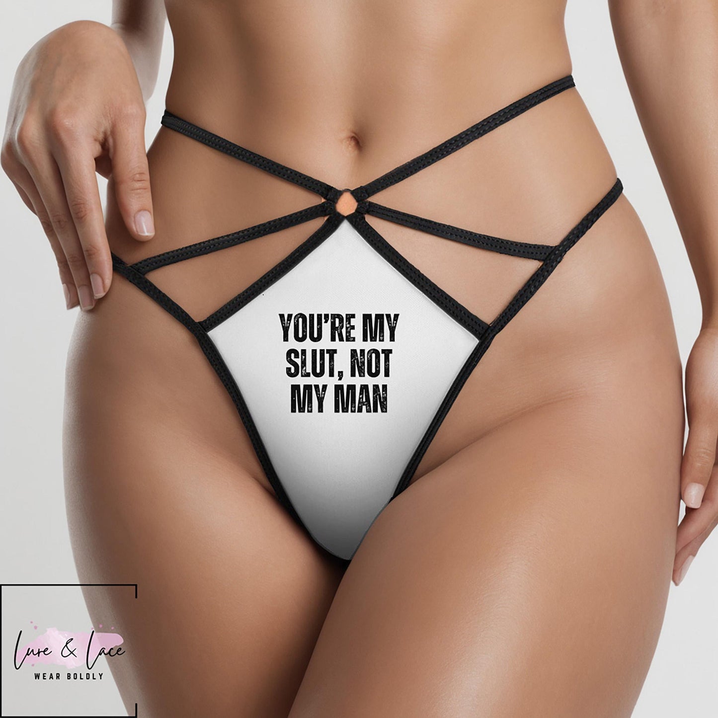 You Are My Slut Not My Man Sexy Strappy Thong, QOS G-String, Naughty Lingerie Panties, Hotwife Lifestyle, Queen of Spades, Cuck