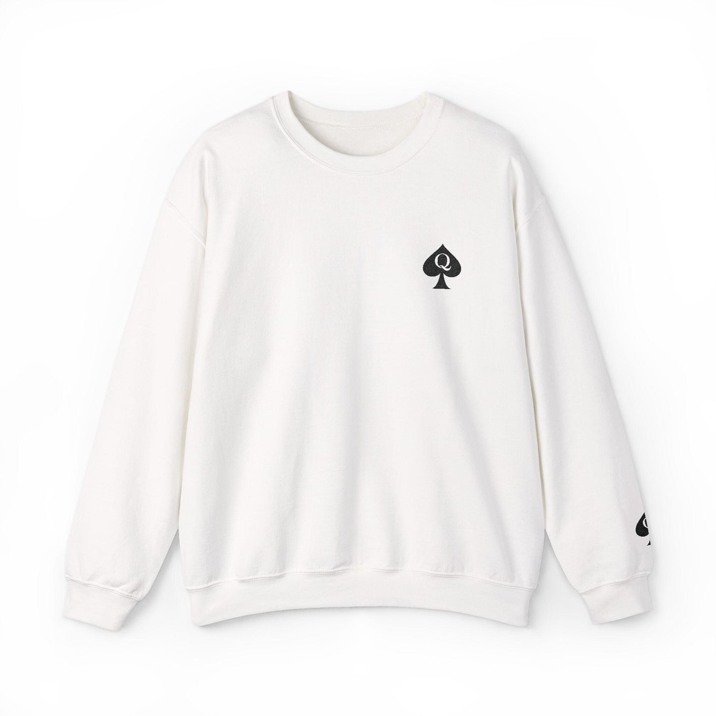 Queen of Spades Sweatshirt Embroidery, Unisex Heavy Blend Crewneck, QoS Hotwife Lifestyle Sweater, Swinger BDSM Apparel Gift for Him or Her