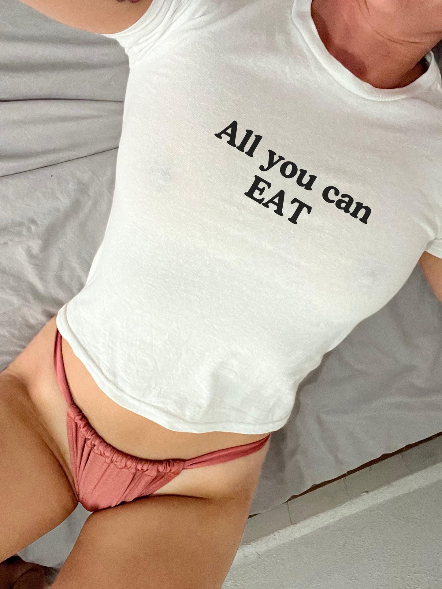 All you can EAT Y2K Sexy Cute Baby Tee Crop, Date Night Naughty Apparel