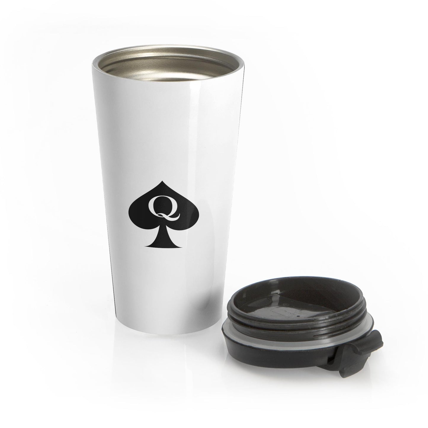 Queen of Spades Travel Mug 15oz QOS Hotwife Lifestyle Cuck Bull Symbol Stainless Steel Flip Lid Insulated Swinger Coffee Cup