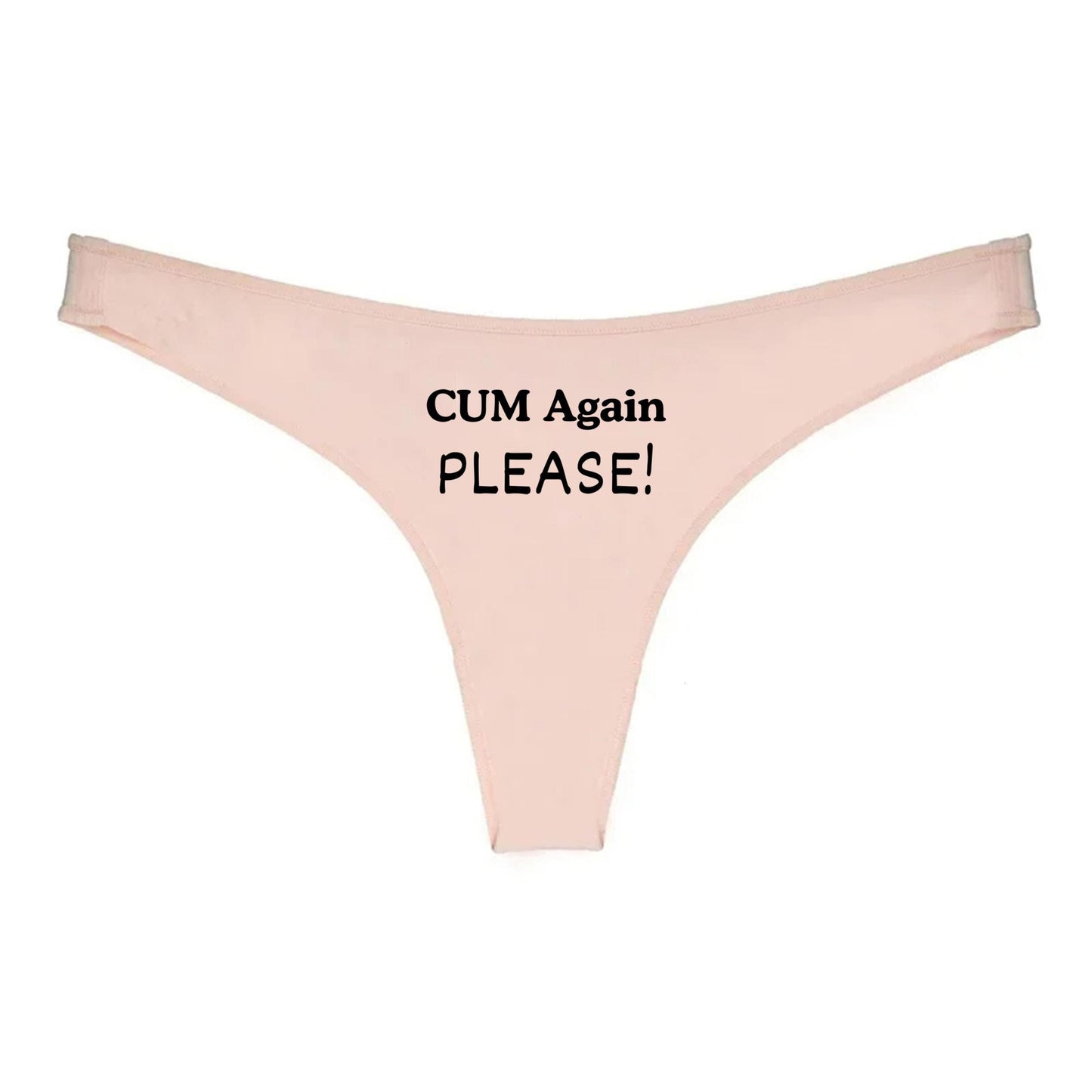 Cum Again Please Thong | Hotwife lifestyle QoS Panties, Sexy Gift Idea for Wife, Queen of Spades, cuck husband Underwear