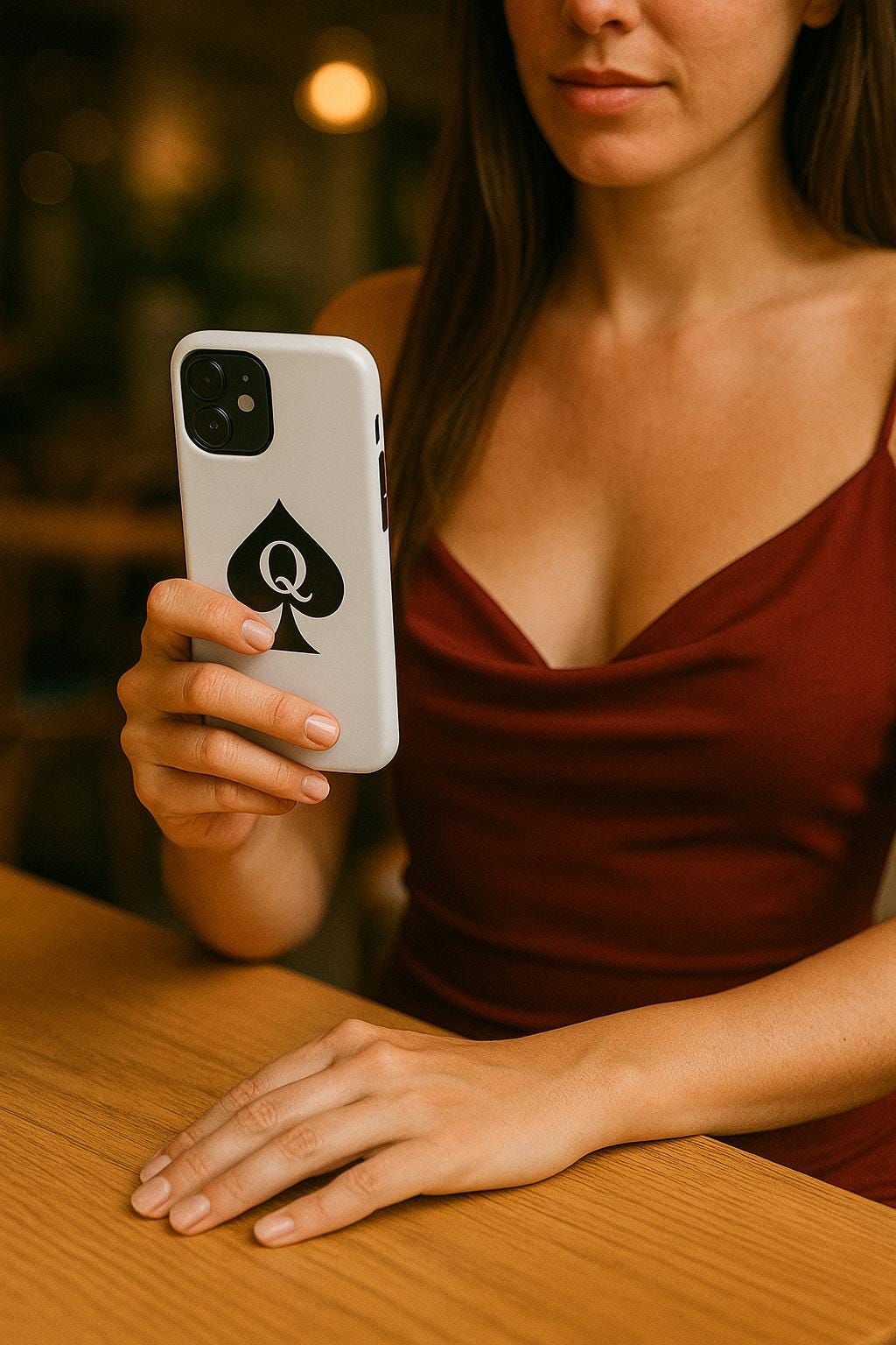 Queen of Spades Tough Phone Case, QOS Hotwife Lifestyle Cuck Bull Symbol, Glossy Protective Cover, Swinger Lifestyle Pineapple