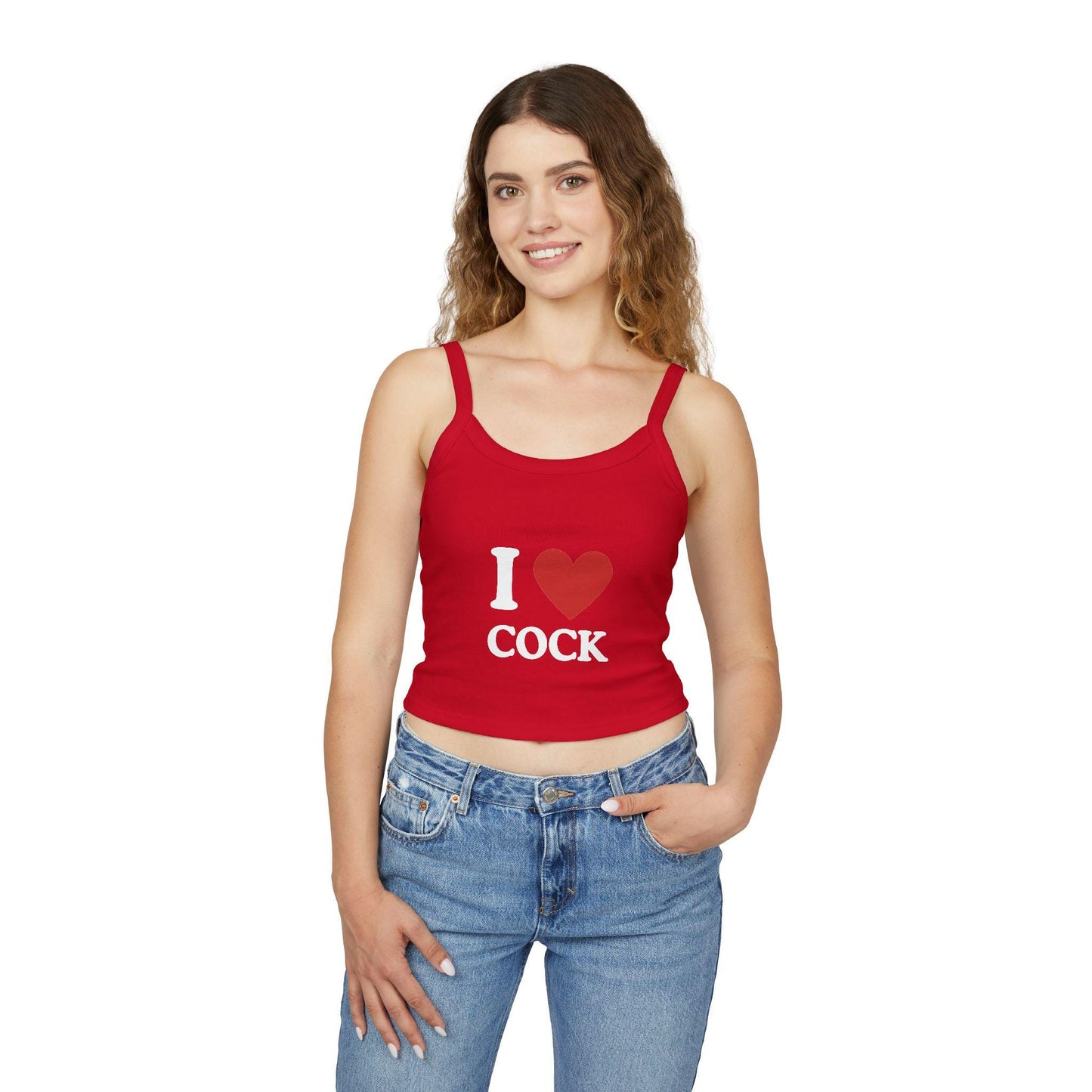 I LOVE COCK,Spaghetti strap crop top, Hotwife lifestyle Gift idea for her, wife, Queen of Spades, QOS, Swinger, Cuck, Bull