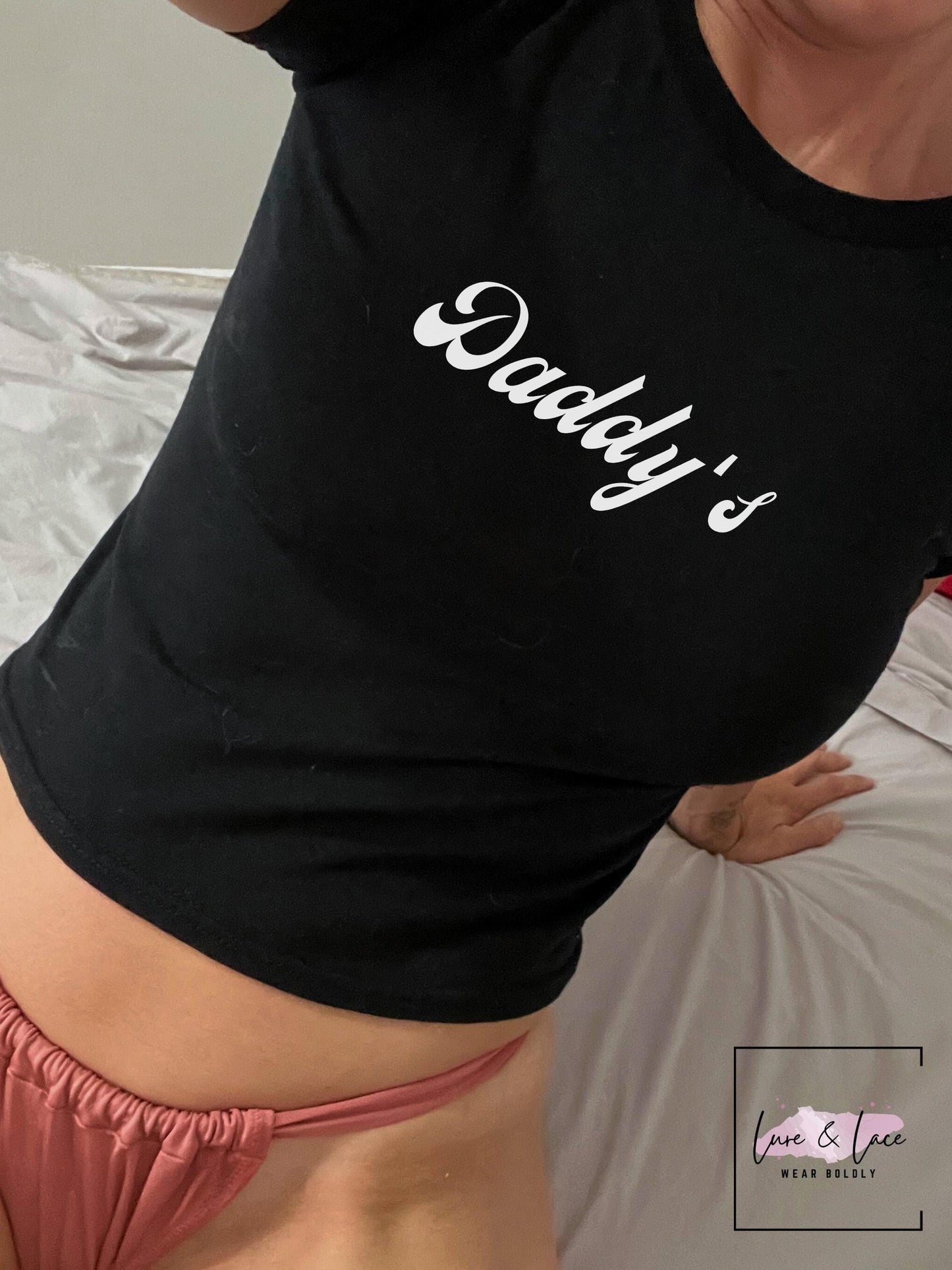 Daddys Y2K Sexy Cute Baby Tee Crop Top, DDLG, Roleplaying Daddy's Good Girl Tee