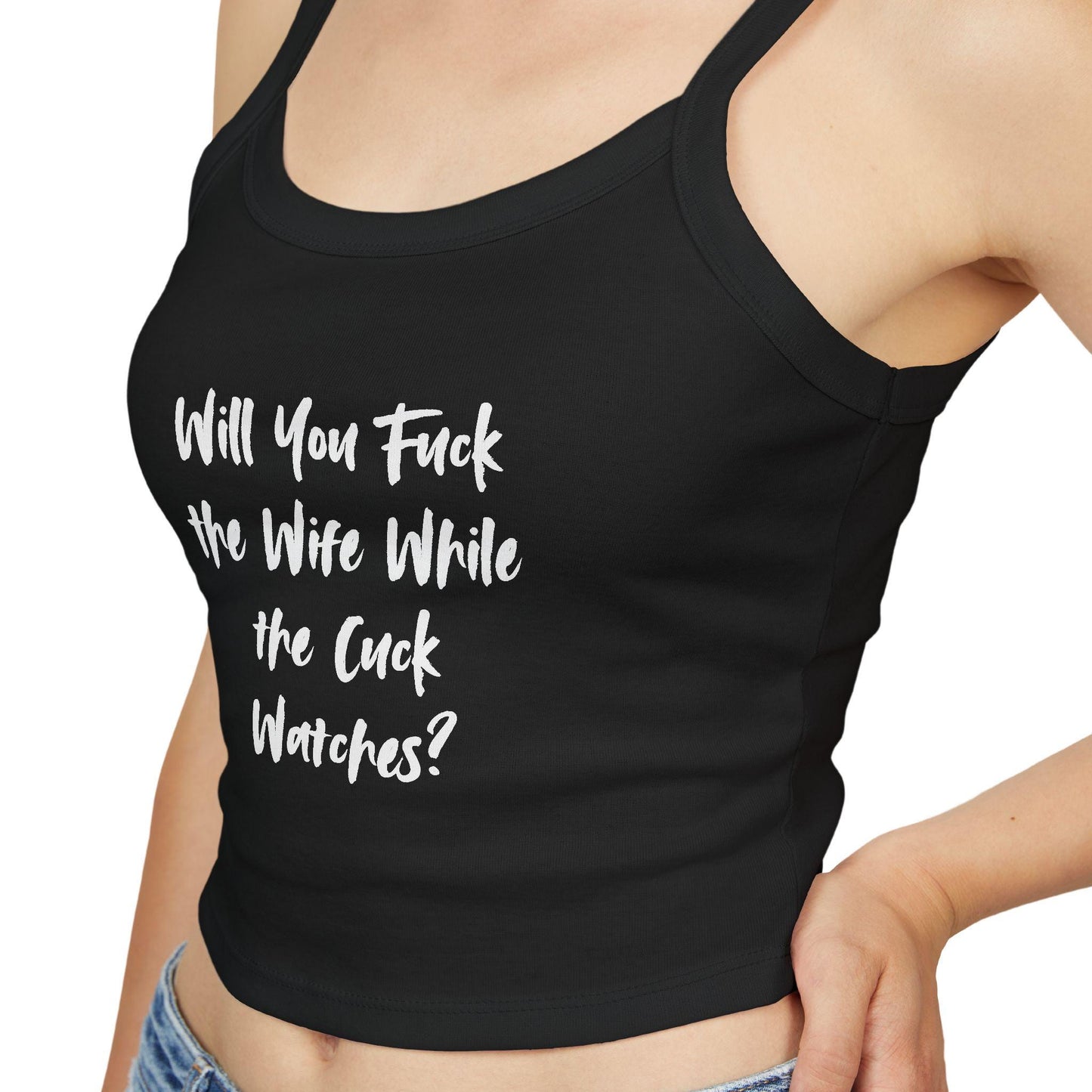 Will You Fuck the Wife While the Cuck Watches QOS, Spaghetti strap crop top, Hotwife Lifestyle sexy Gift idea for her, wife, Queen of Spades
