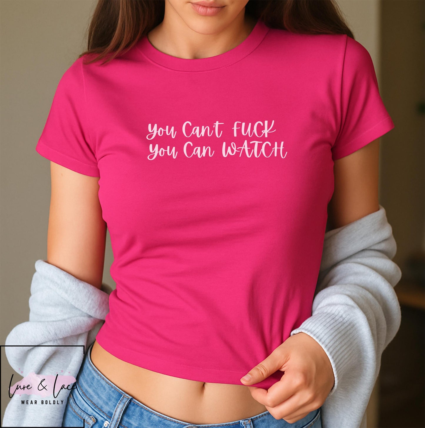 You can't fuck you can watch Y2K Sexy Cute Baby Tee Crop Top, Naughty Apparel Queen of Spades Swinger