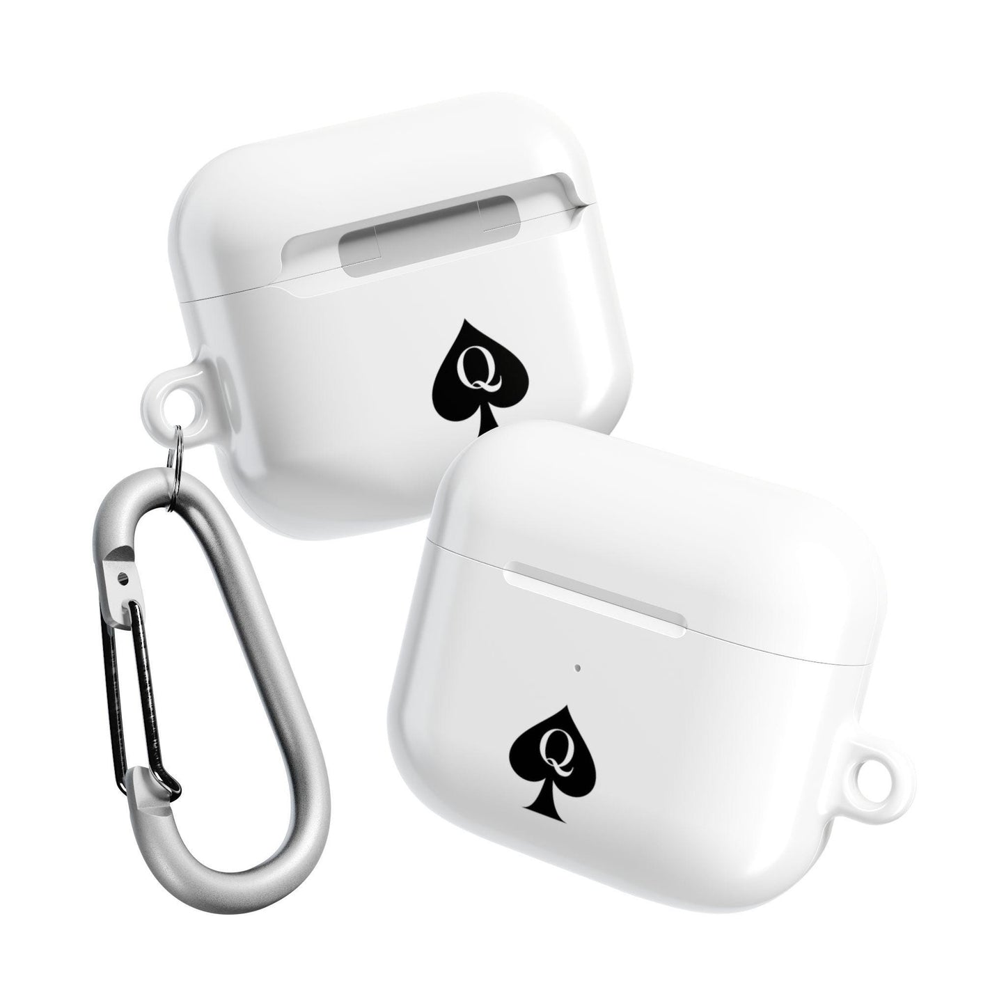 Queen of Spades AirPods Case | Hotwife QOS Symbol Cover with Carabiner, Cuckold Lifestyle, Swinger Kinky BBC Slut Gift Idea for Her