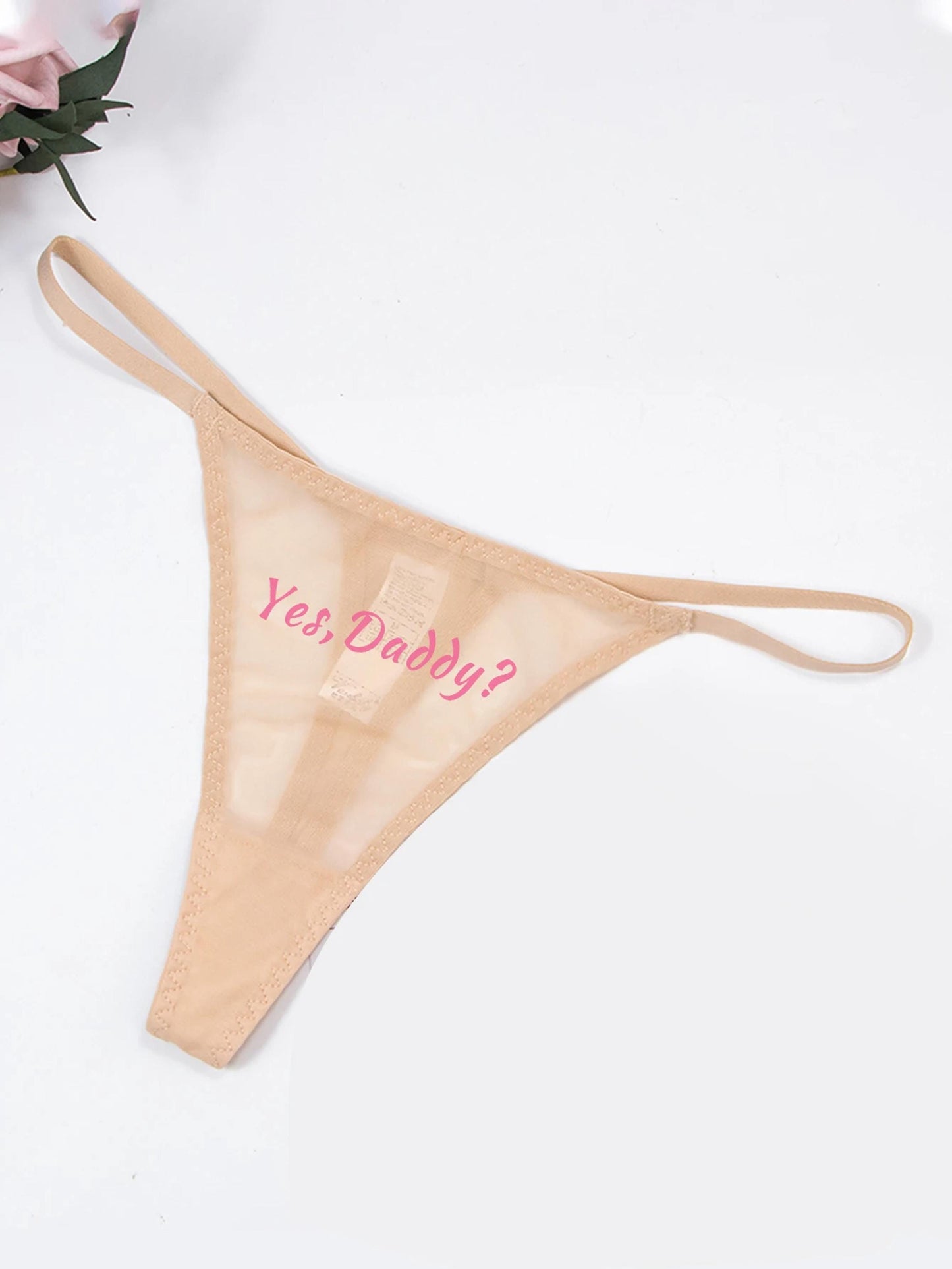 Yes Daddy Thong See through | Sexy G-String Mesh| Valentine's Gift Panty| Daddy's Girl Underwear| BDSM Roleplay underwear