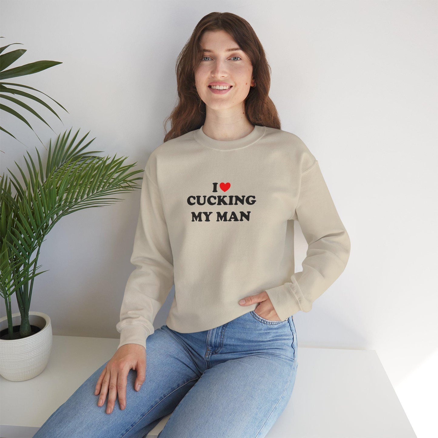 I Love Cucking My Man Crewneck Sweatshirt, Cuckold Hotwife Swinger Lifestyle Power Play Submission Gift Idea for Her, cuckold bull gift