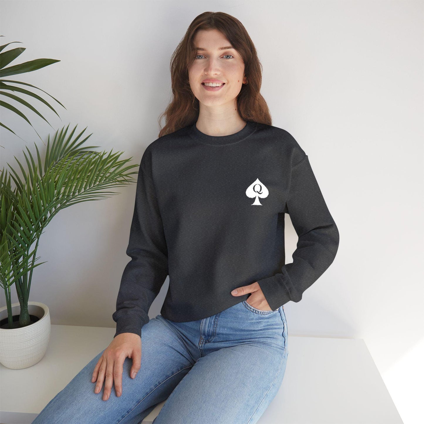 Hotwife Embroidery Sweatshirt , Unisex QoS Heavy Blend Crewneck, Queen of Spades Lifestyle Sweater, Swinger BDSM Apparel Gift for Him or Her