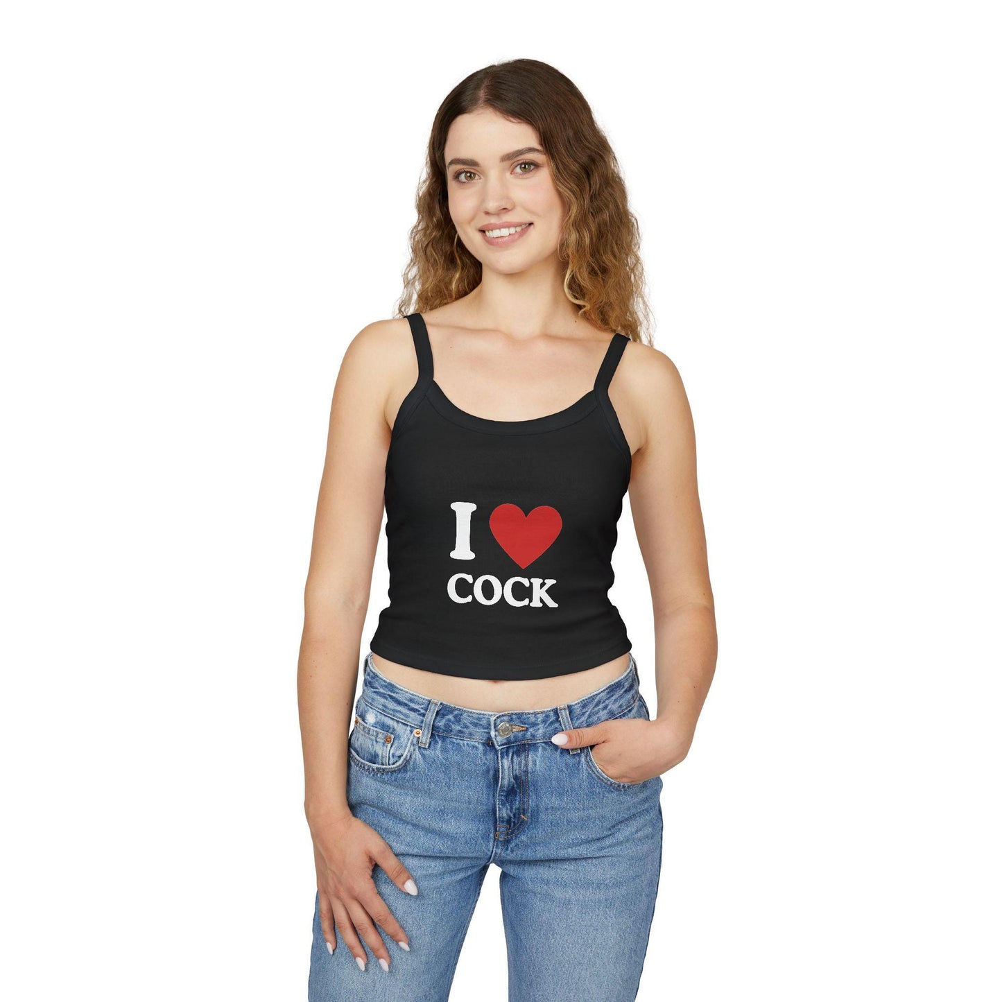 I LOVE COCK,Spaghetti strap crop top, Hotwife lifestyle Gift idea for her, wife, Queen of Spades, QOS, Swinger, Cuck, Bull