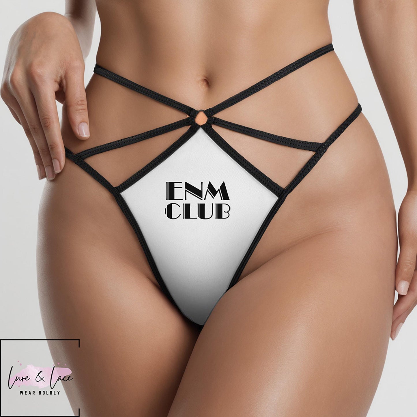 ENM Club Sexy Strappy Thong G-String, Ethical Non Monogamy Naughty Lingerie Panties, Date Night Underwear