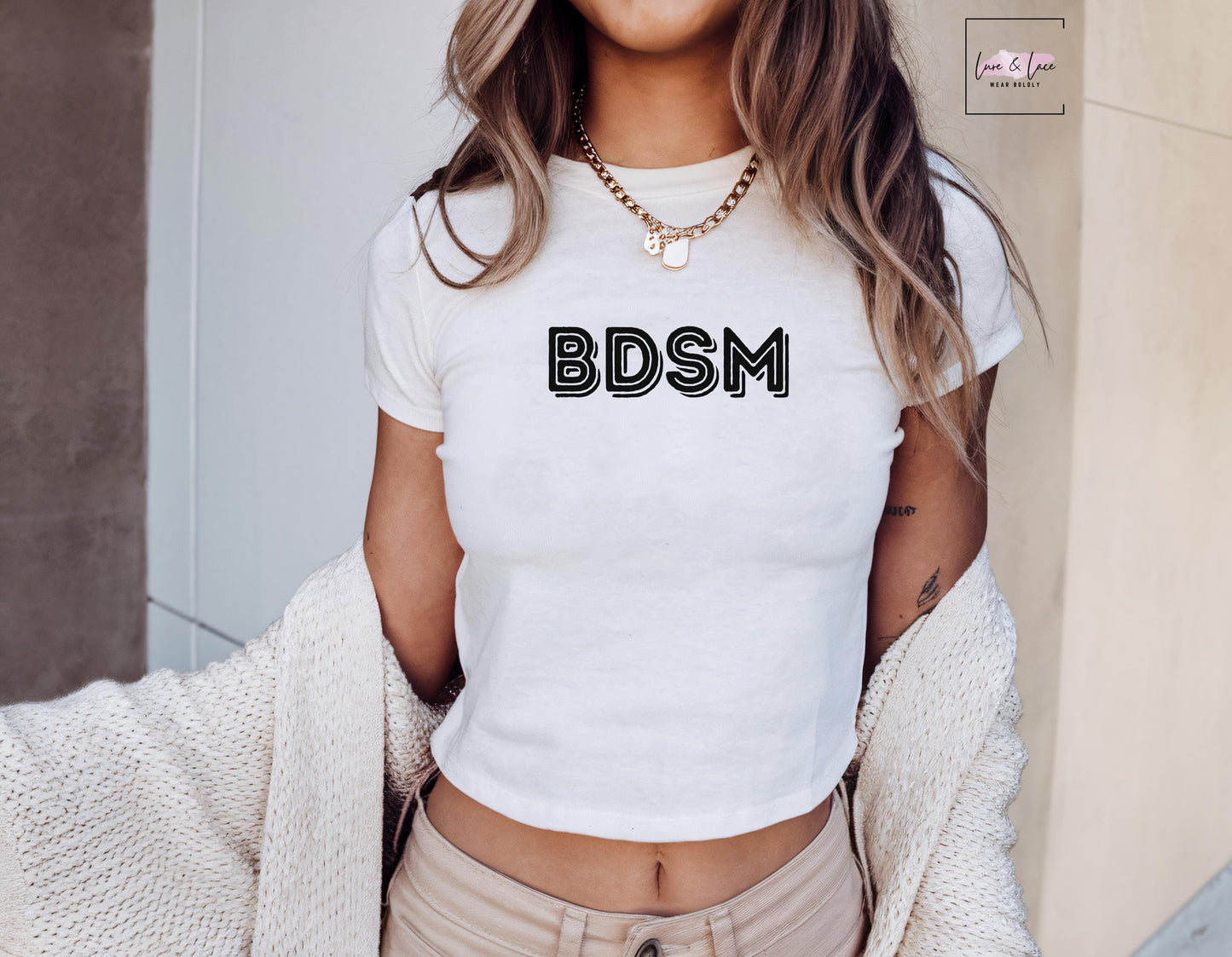 BDSM2 Y2K Sexy Cute Baby Tee Crop Top, Naughty Apparel Kinky Fetish Roleplaying