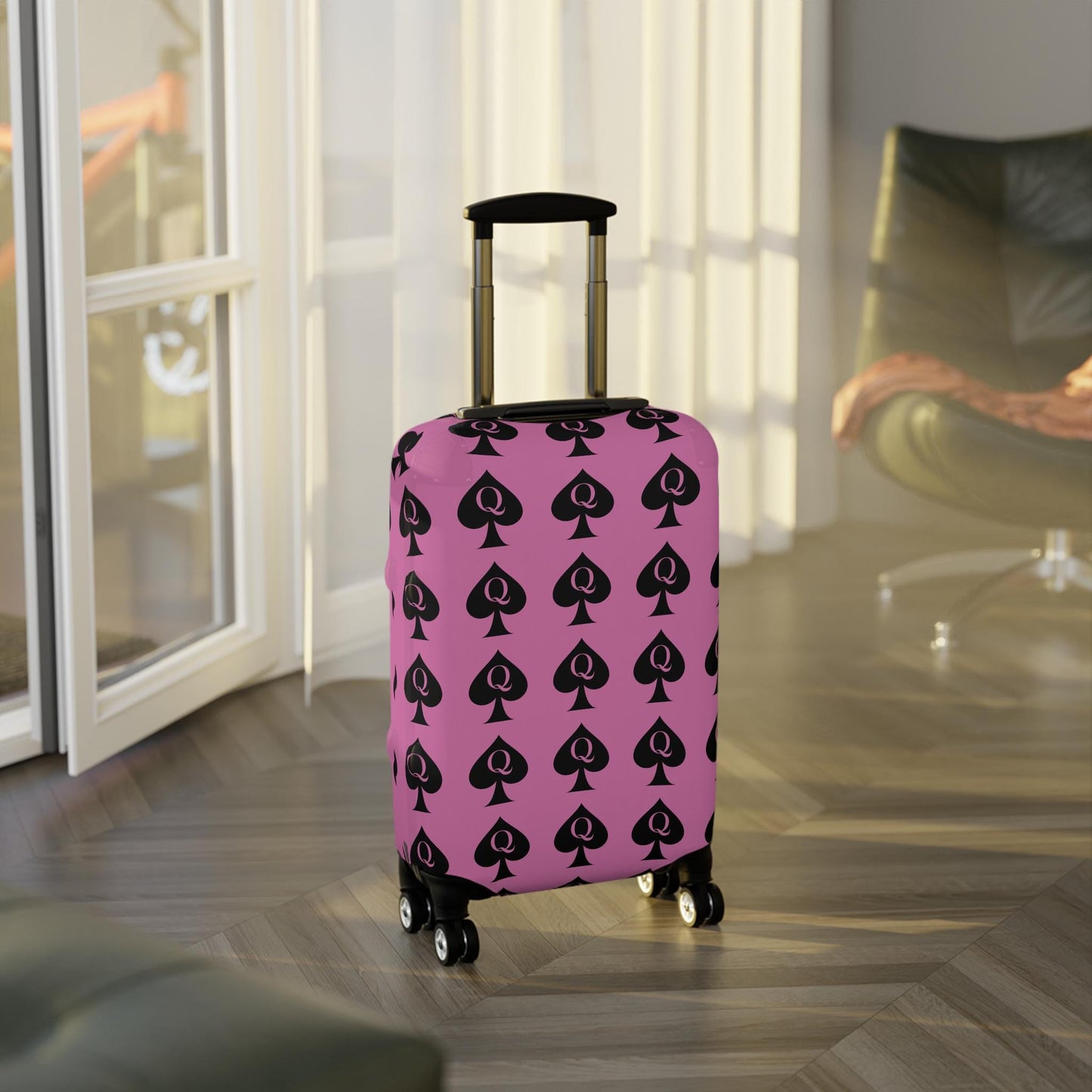 Queen of Spades Luggage Pink Cover | QOS Hotwife Travel Protector, BBC Lifestyle Suitcase, Swinger cruise Gift for Her, Pineapple Vacation