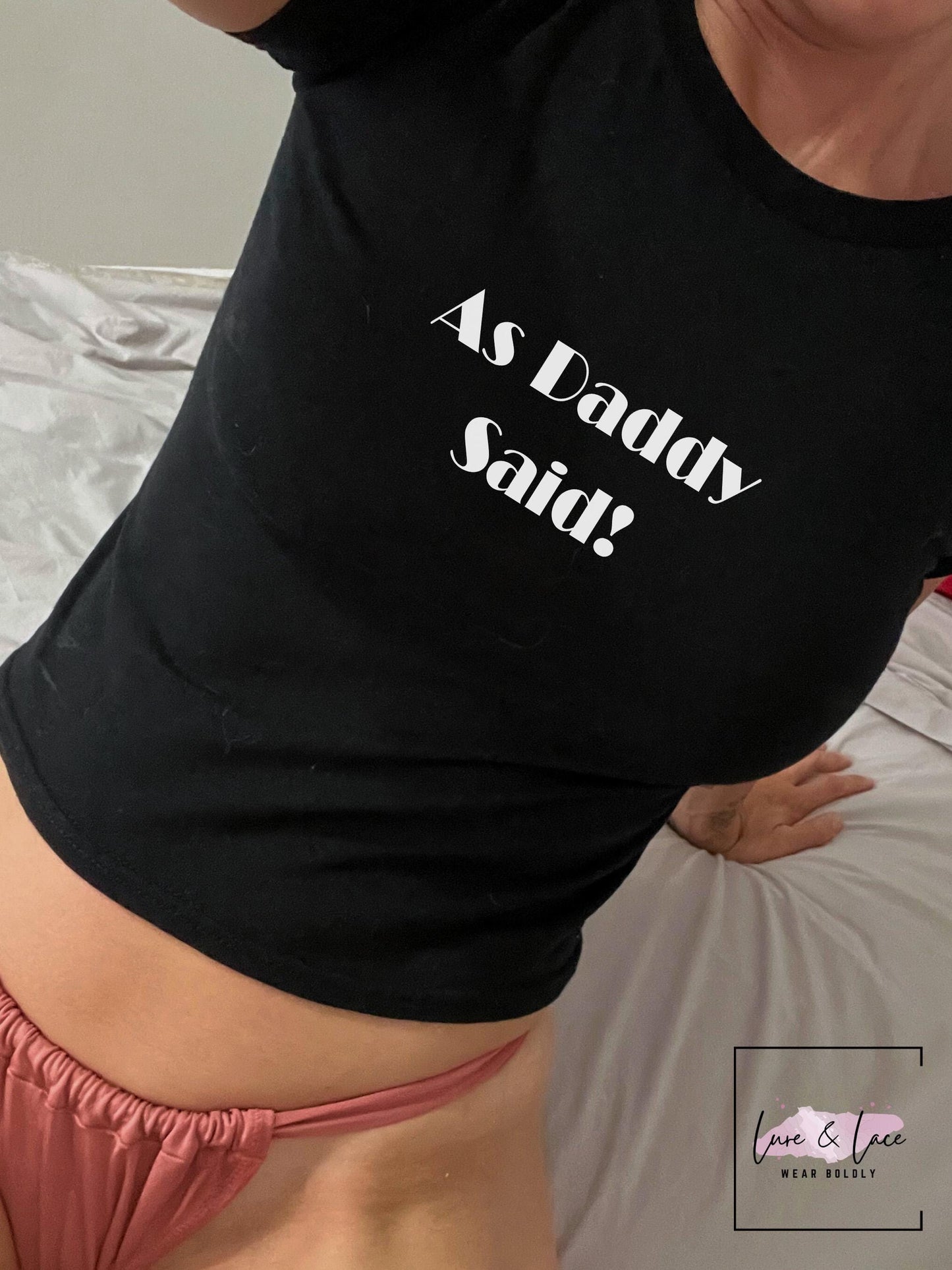 As Daddy Said! Y2K Sexy Cute Baby Tee Crop Top, DDLG, Daddy's Girl, Roleplaying Naughty Apparel