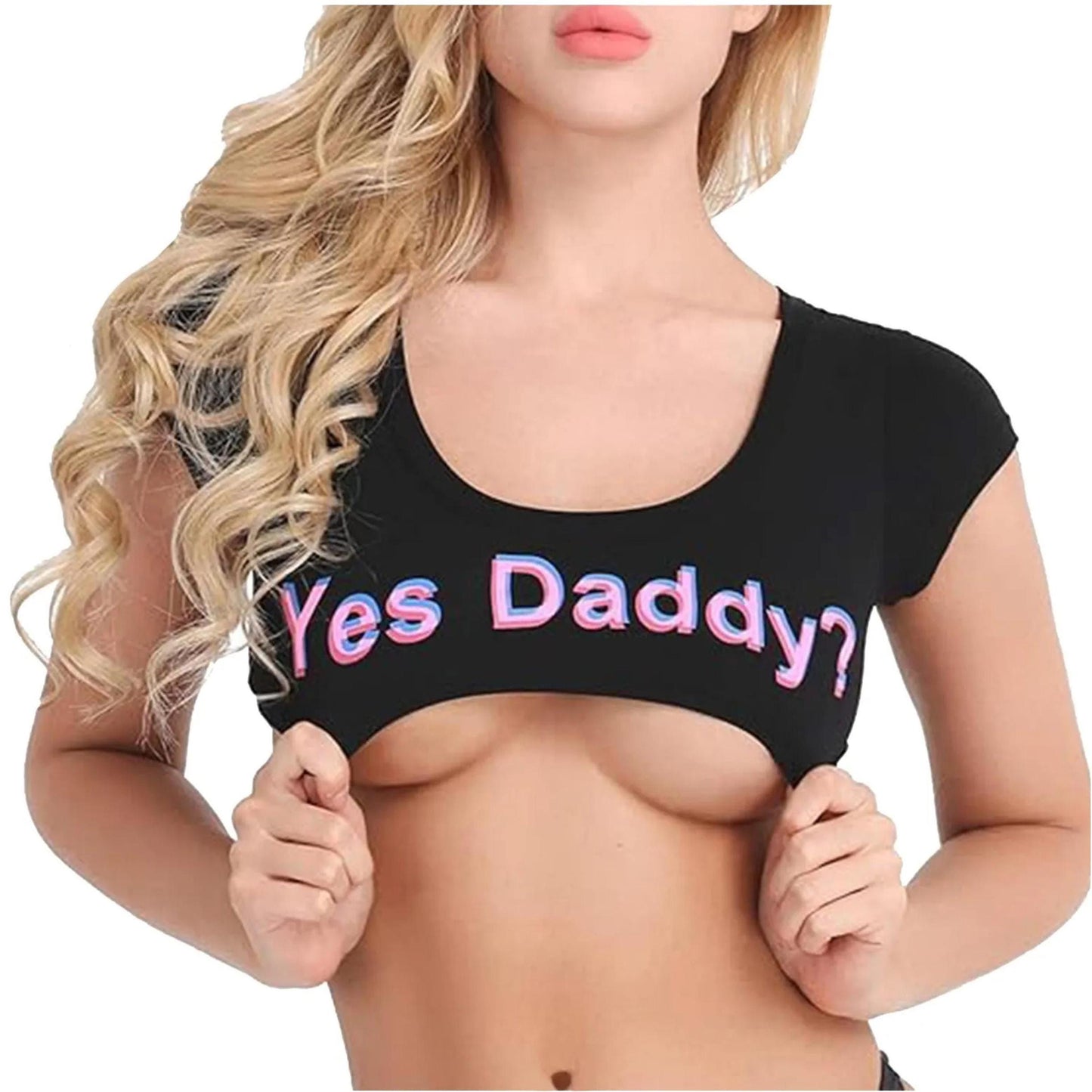 Yes Daddy ultra crop top | Sexy Tee | Gift for Daddy's Girl, roleplay, ddlg roleplaying, swinger lifestyle Women, Trendy Tshirt BDSM