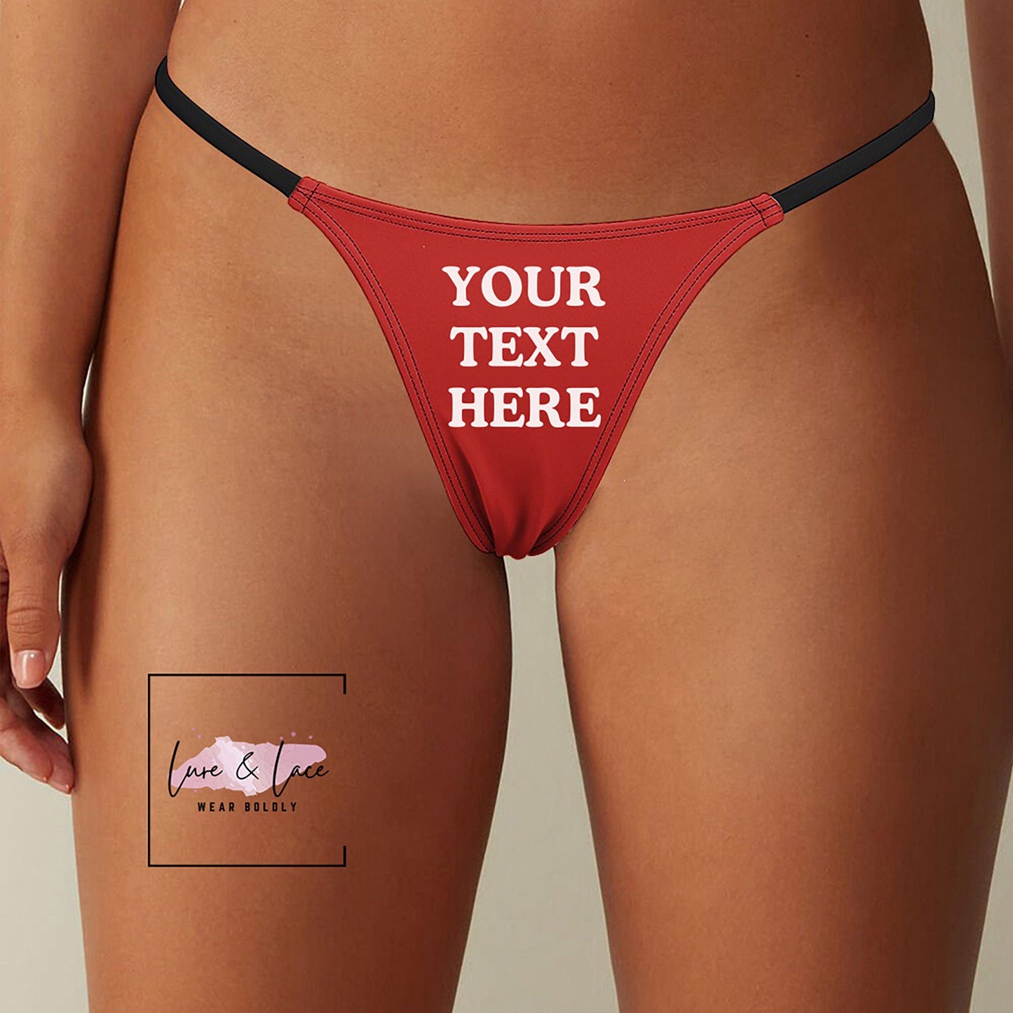 Custom Text Image Sexy Thong G-String, Personalized Naughty Lingerie Panties, Date Night Underwear